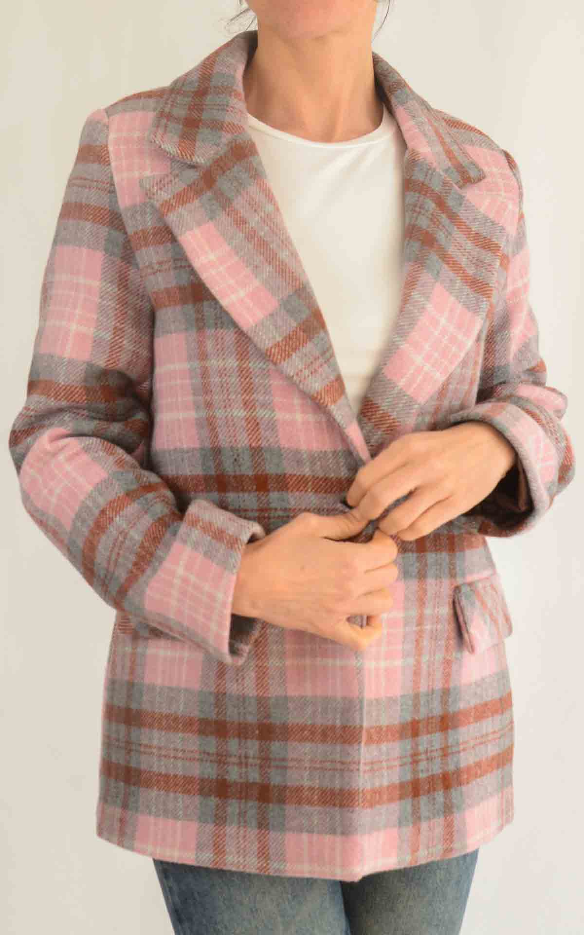 OFF-ON - Giacca check bottoni - ROSA