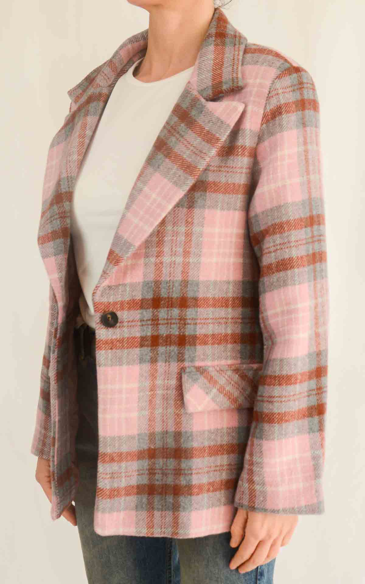 OFF-ON - Giacca check bottoni - ROSA