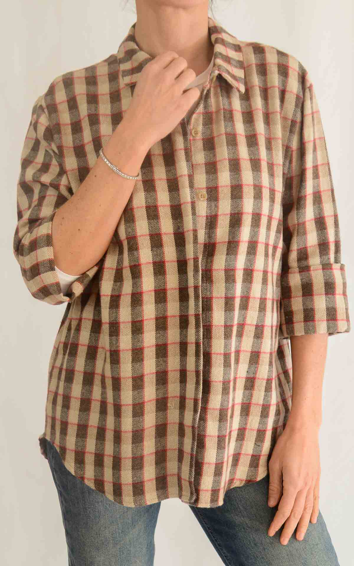 OFF-ON - Camicia quadri flanella - BURRO / ALBICOCCA