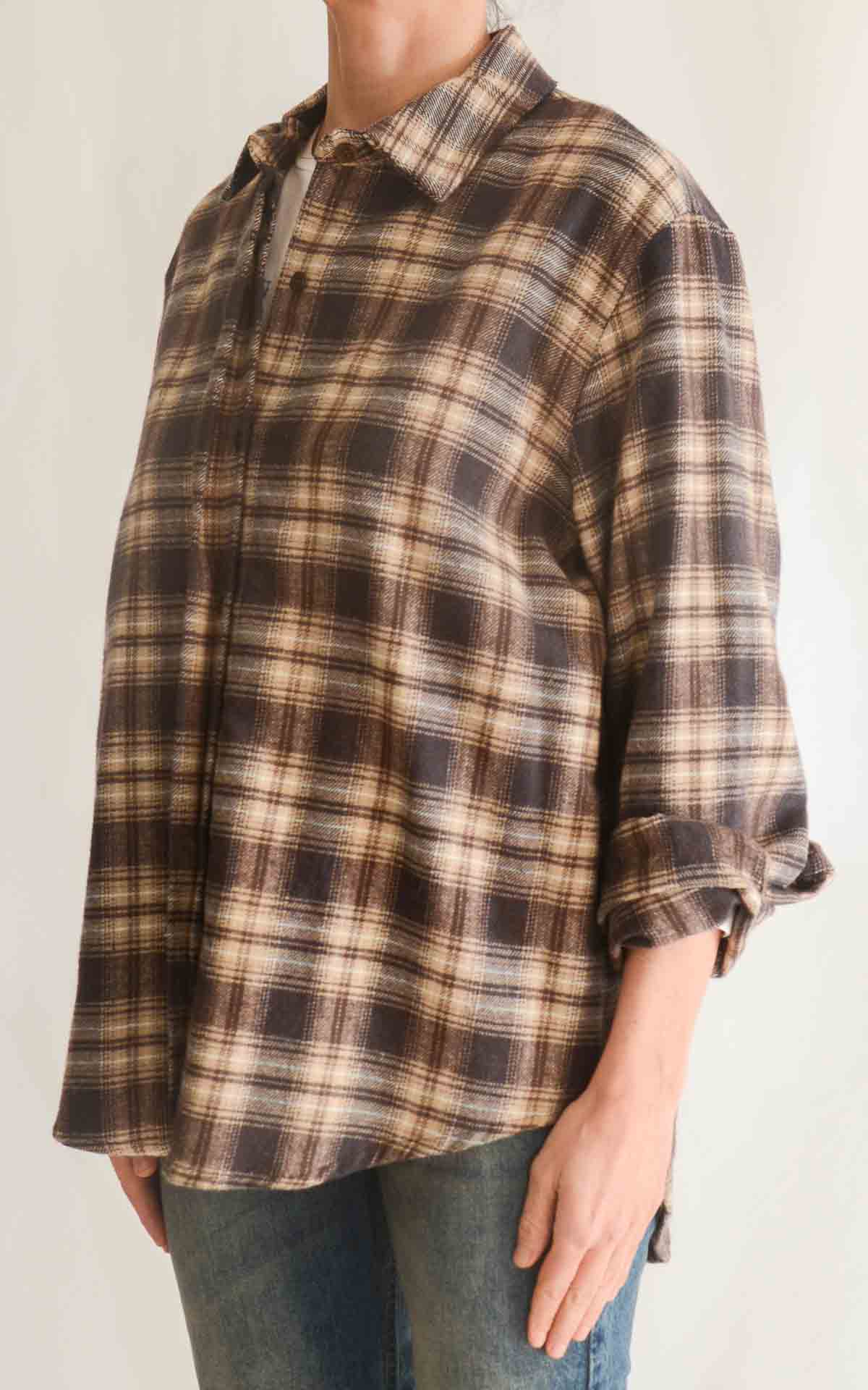 OFF-ON - Camicia quadri flanella - MORO / BURRO