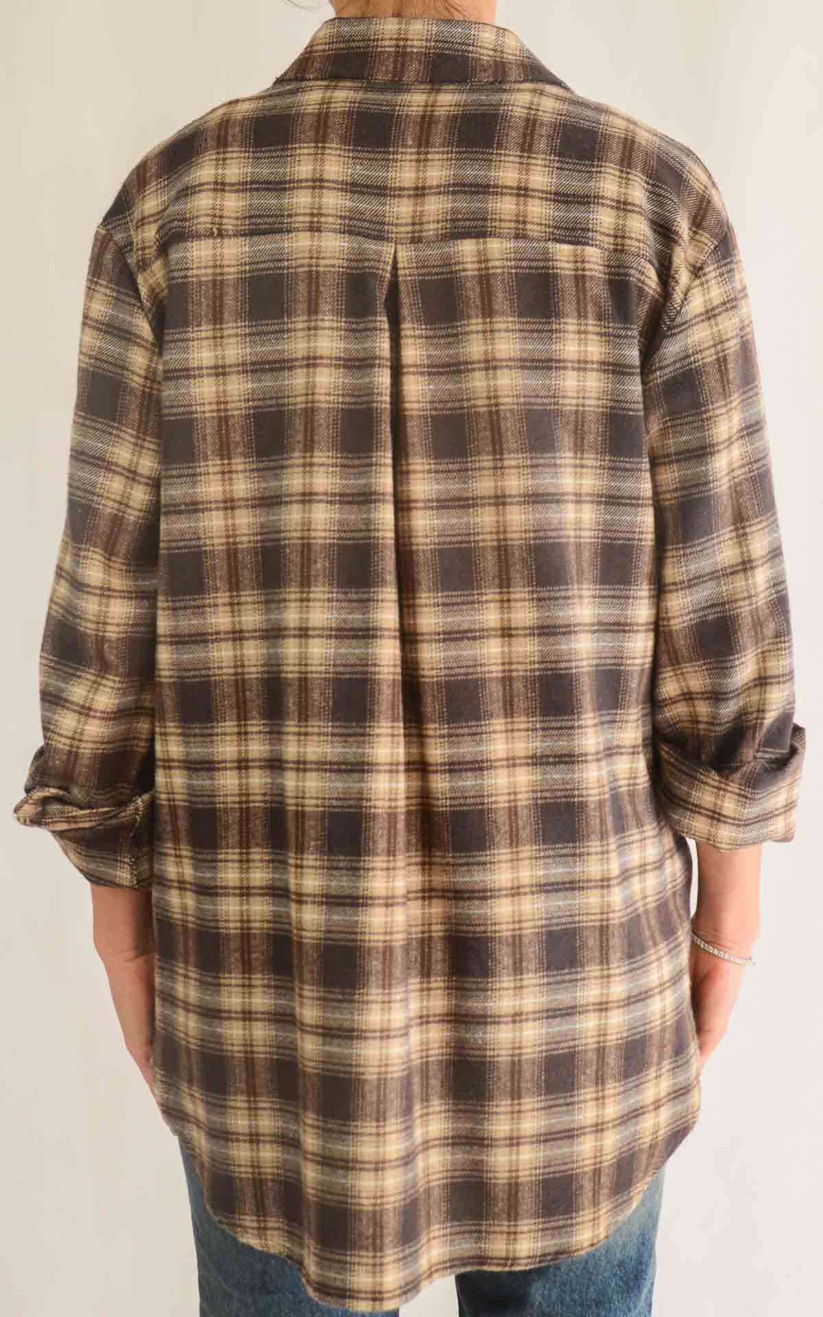 OFF-ON - Camicia quadri flanella - MORO / BURRO