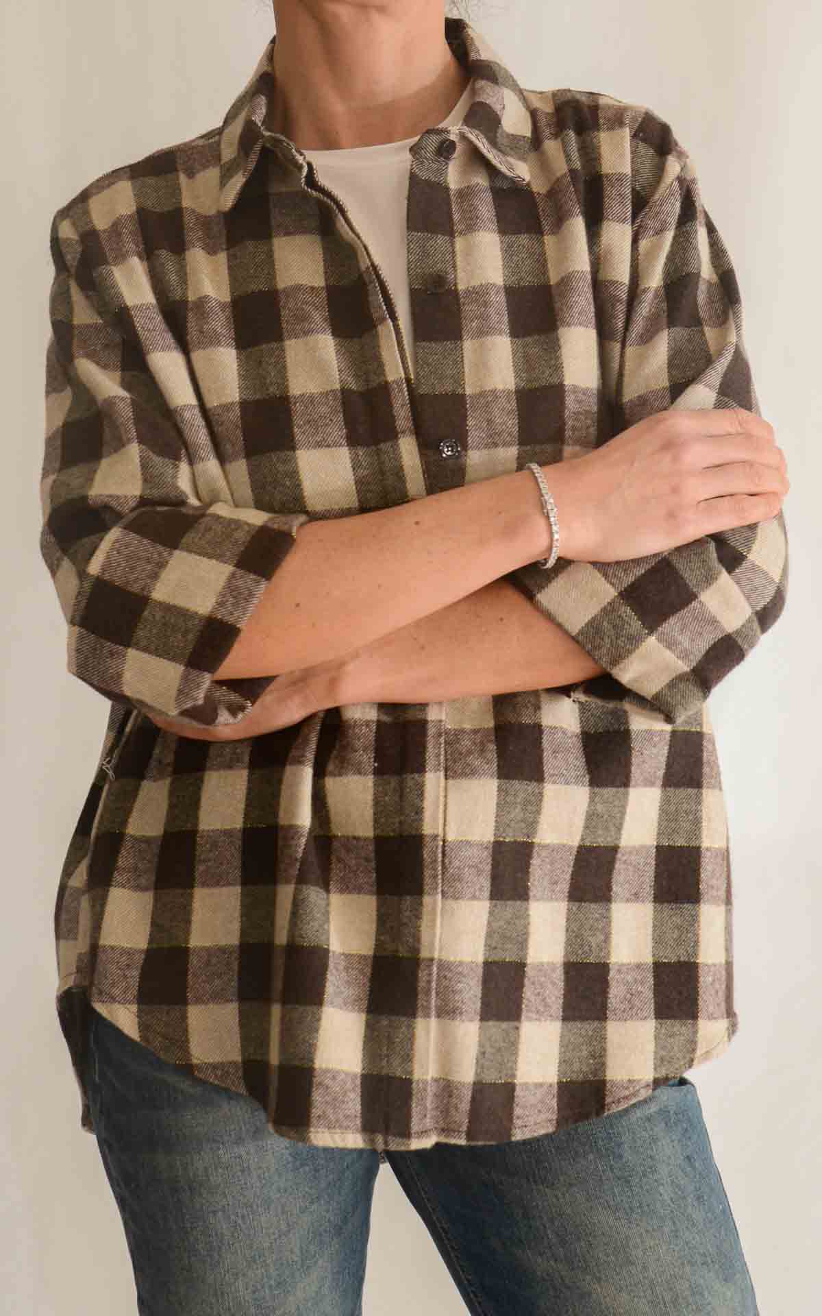OFF-ON - Camicia quadri flanella - MORO
