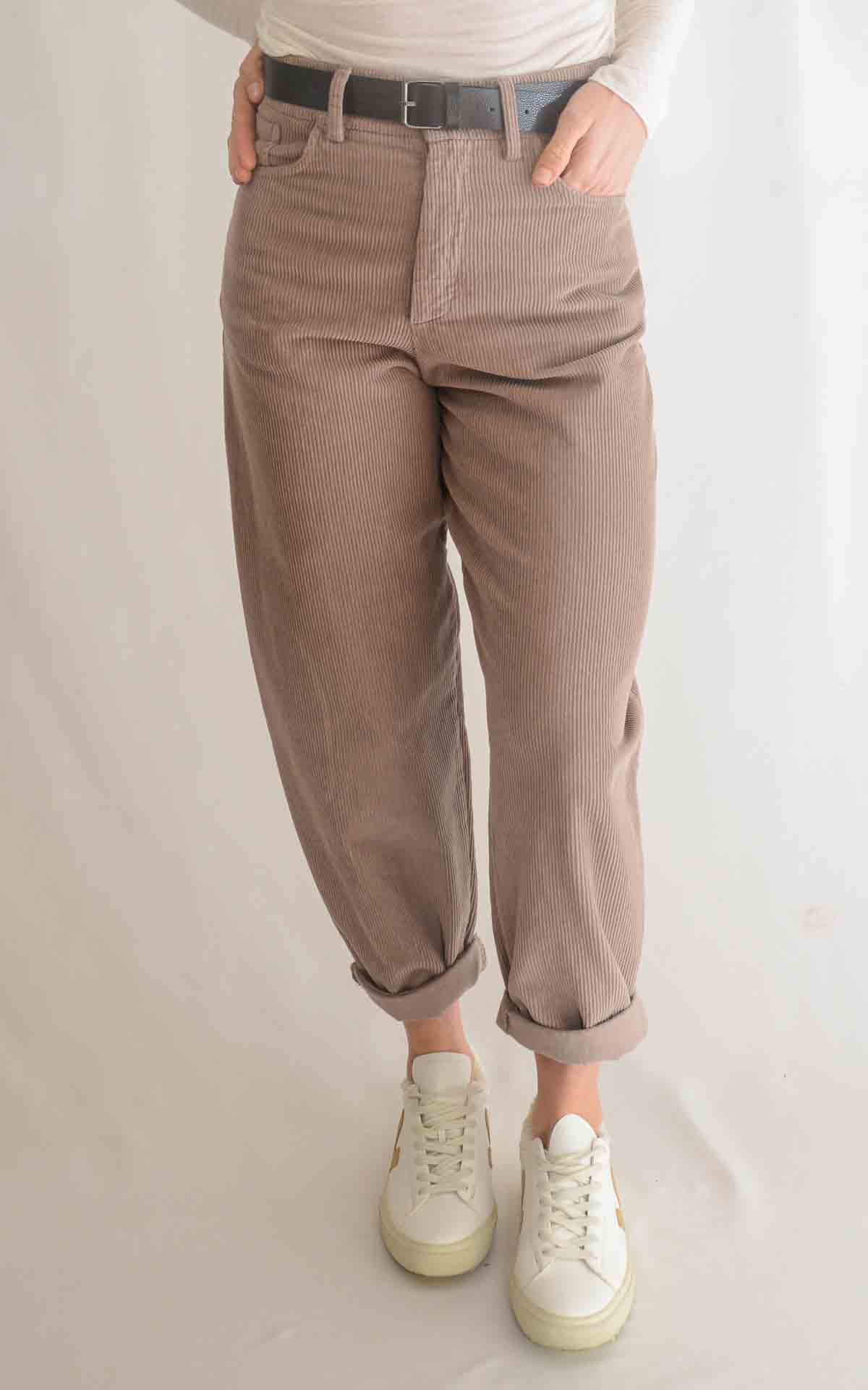 SUSYMIX – Pantalone ovetto velluto – FANGO