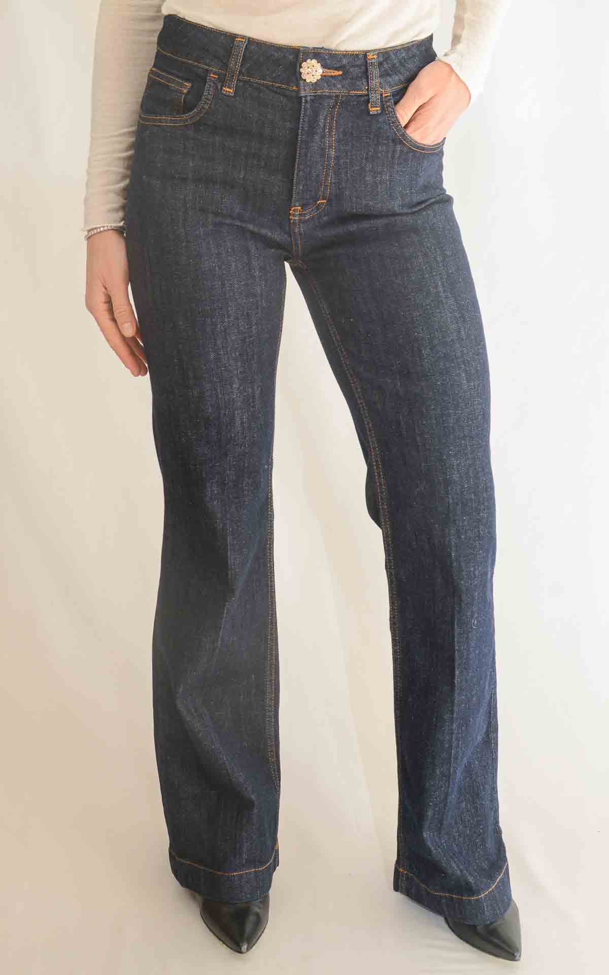 SUSYMIX - Jeans con bottone gioiello - DENIM SCURO
