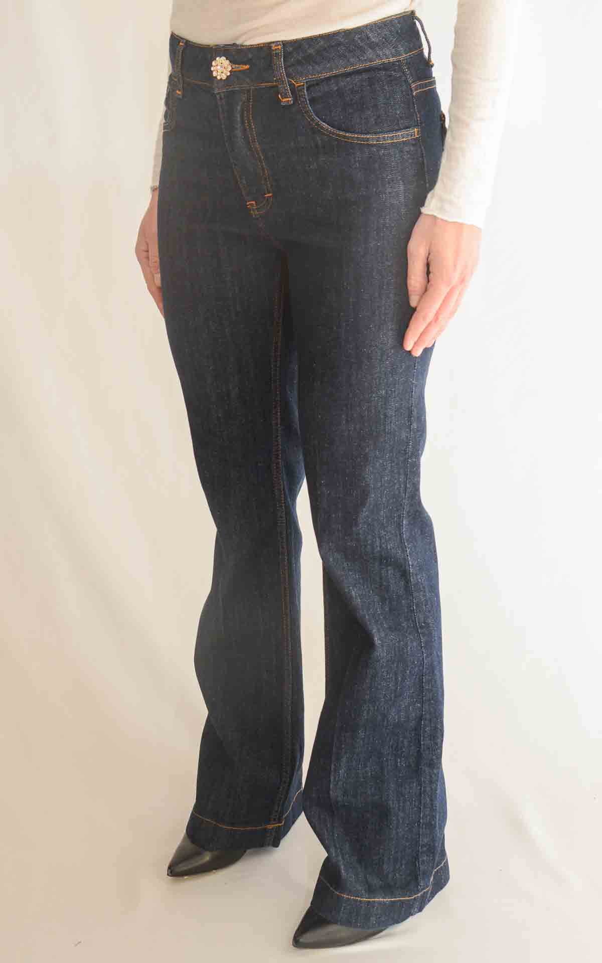SUSYMIX - Jeans con bottone gioiello - DENIM SCURO