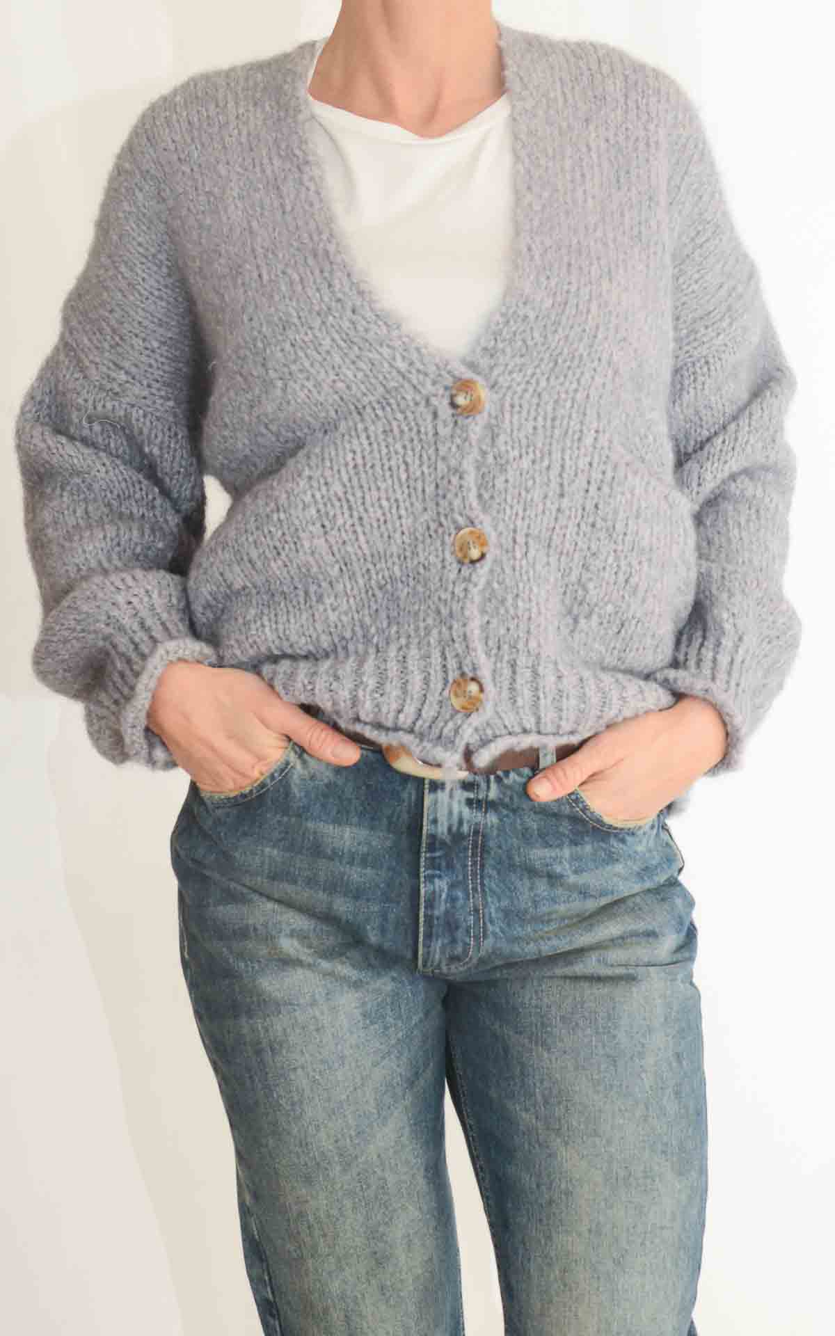 OFF-ON - Cardigan corto over - GRIGIO