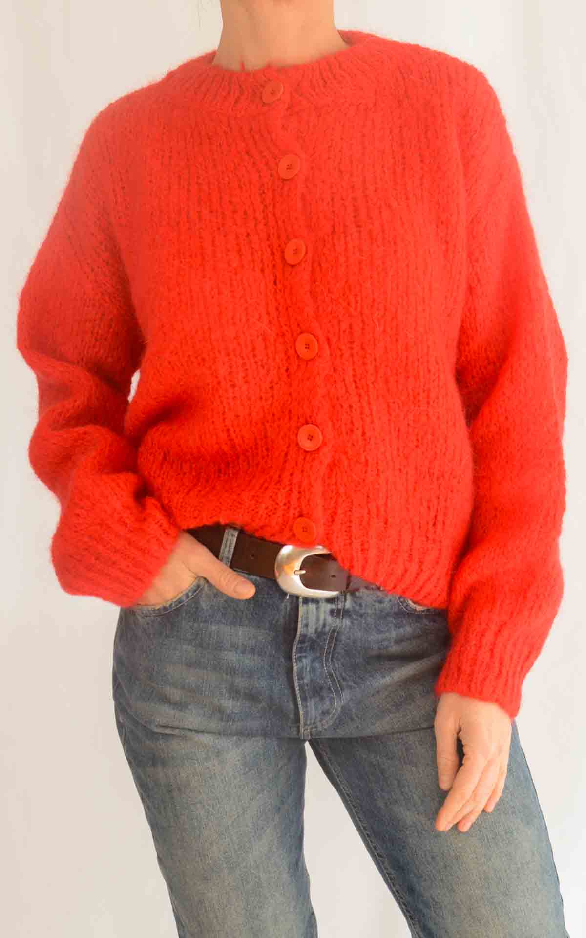 OFF-ON- Cardigan girocollo - ROSSO