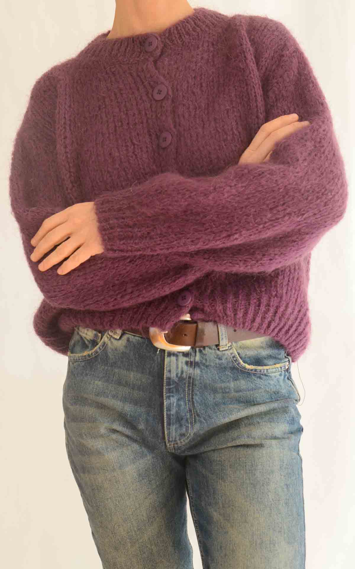 OFF-ON- Cardigan girocollo - PRUGNA