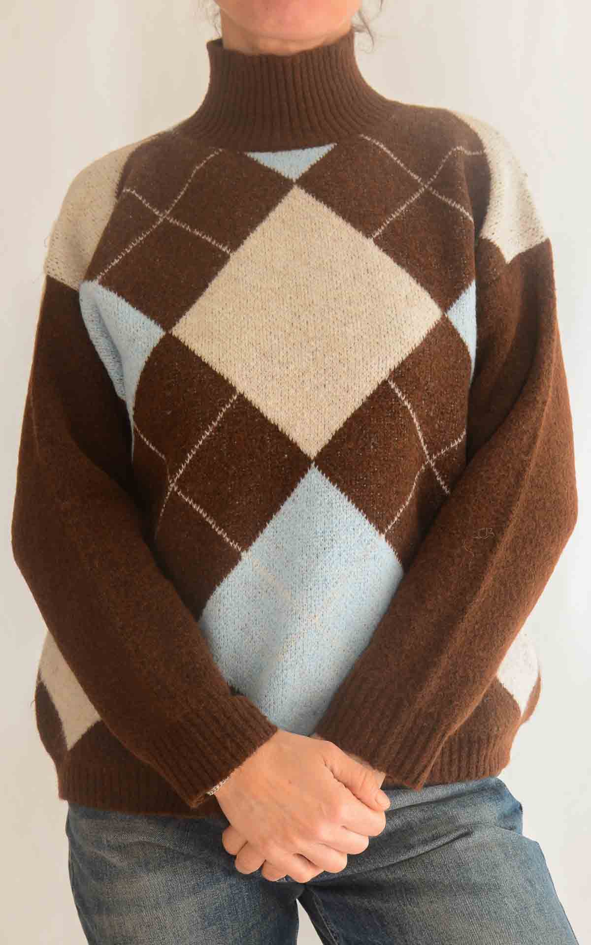 SUSYMIX - Maglia lupetto rombi - MORO