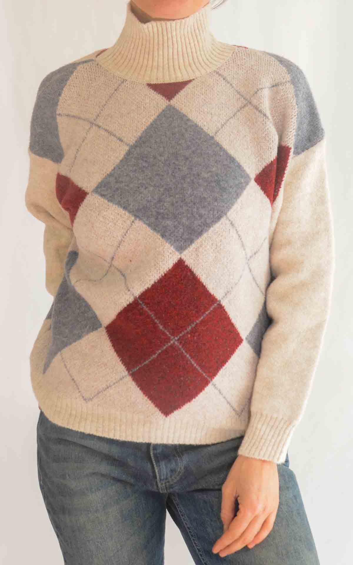 SUSYMIX - Maglia lupetto rombi - BEIGE