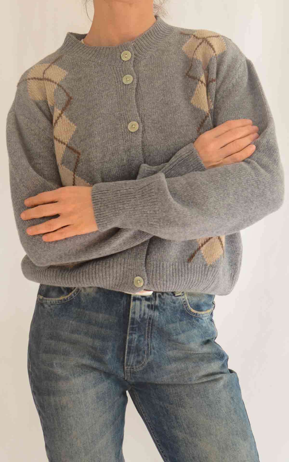 SUSYMIX - Cardigan rombi - GRIGIO