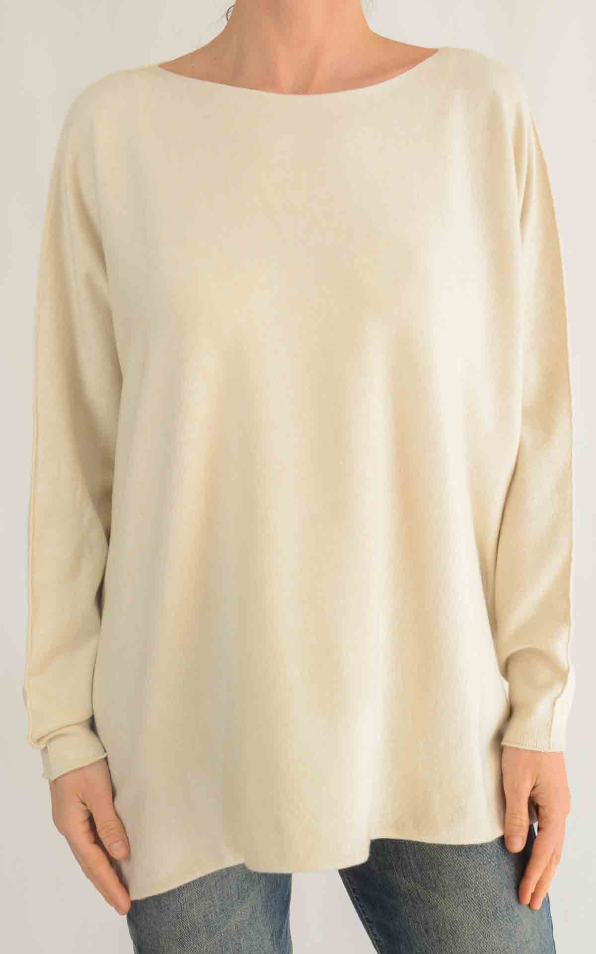 INITIAL - Maglia scollo barca over - BURRO