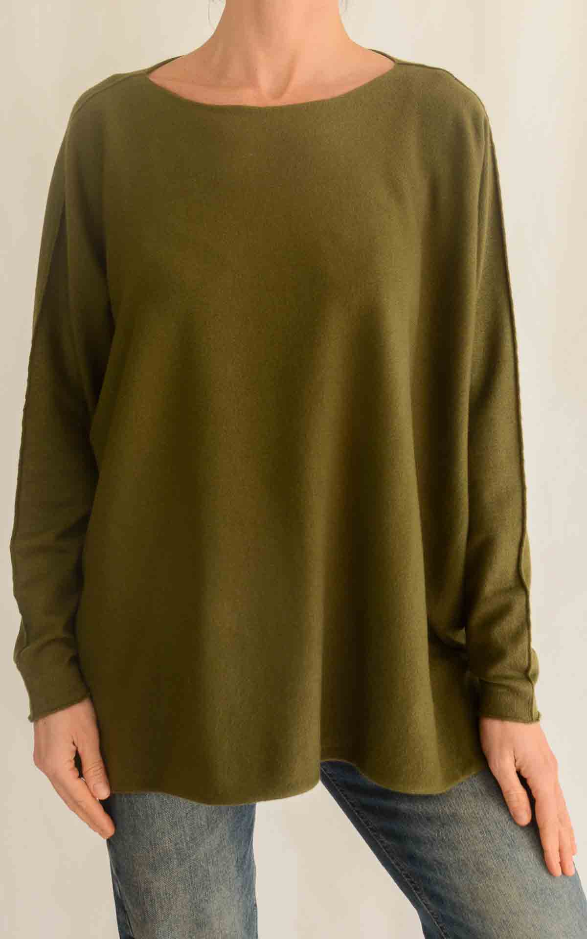 OFF-ON - Maglia scollo barca over - VERDE