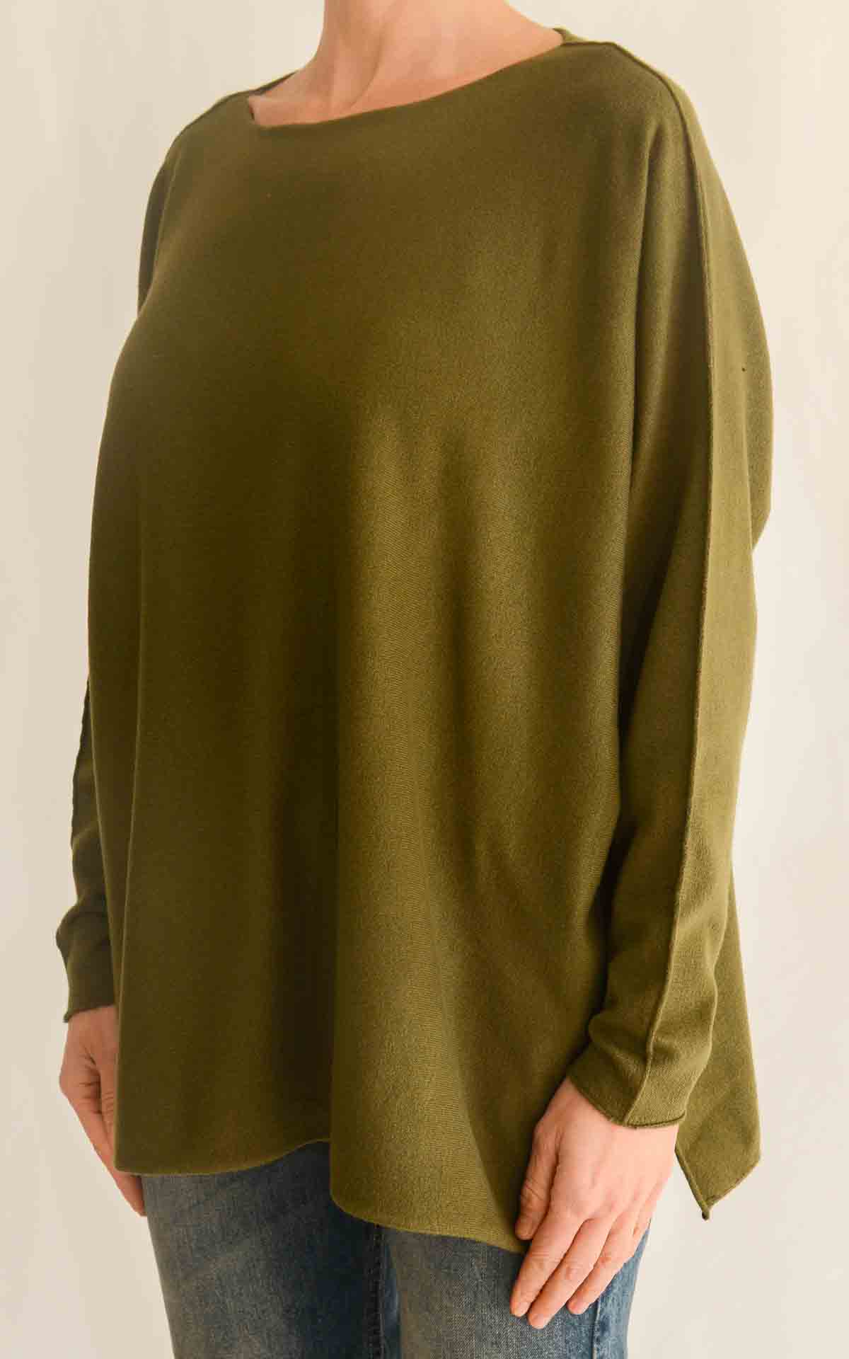 OFF-ON - Maglia scollo barca over - VERDE