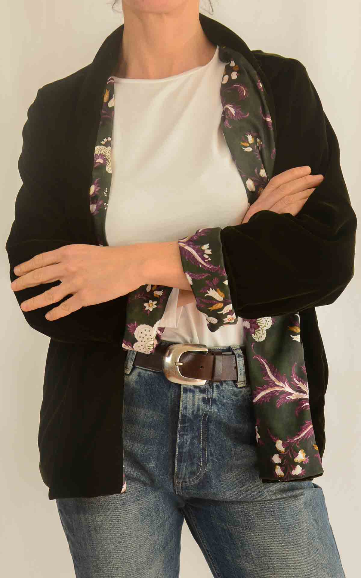 WU'SIDE - Kimono corto velluto rasato - VERDE