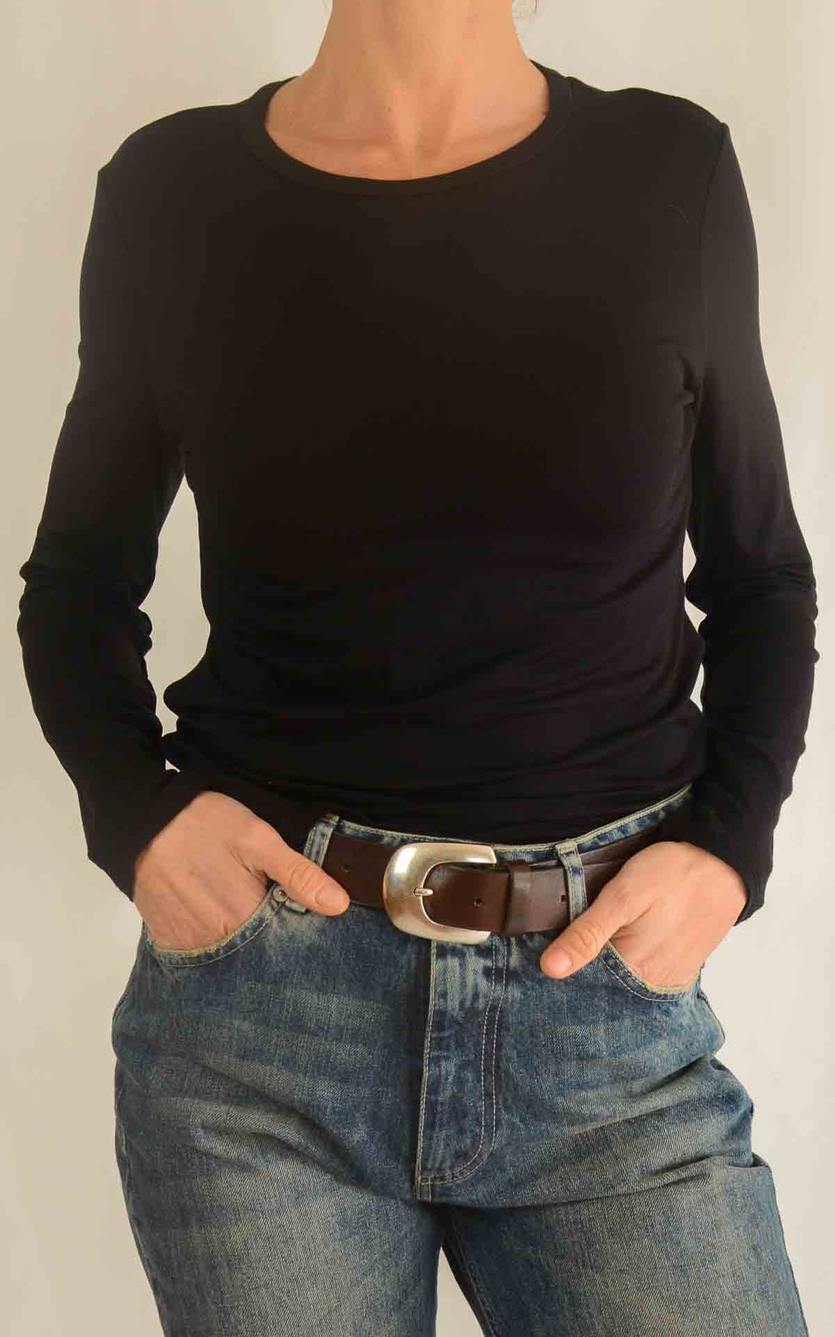 INITIAL - T-Shirt tinta unita - NERO