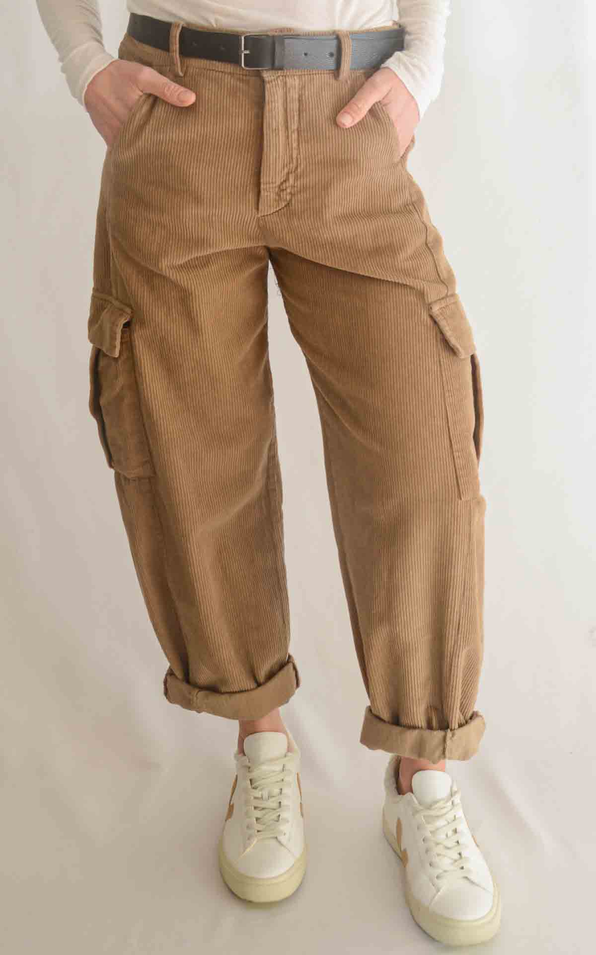 SUSYMIX - Pantalone tasca velluto - CAMEL
