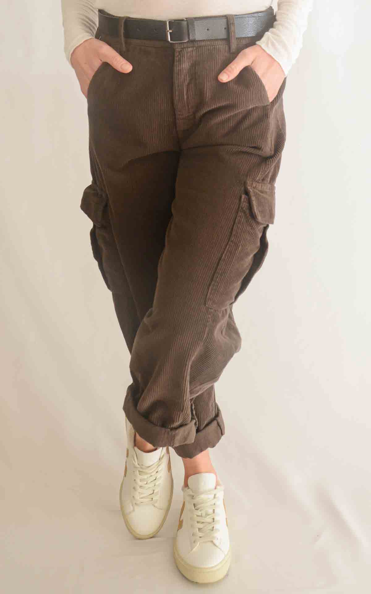 SUSYMIX - Pantalone tasca velluto - MORO