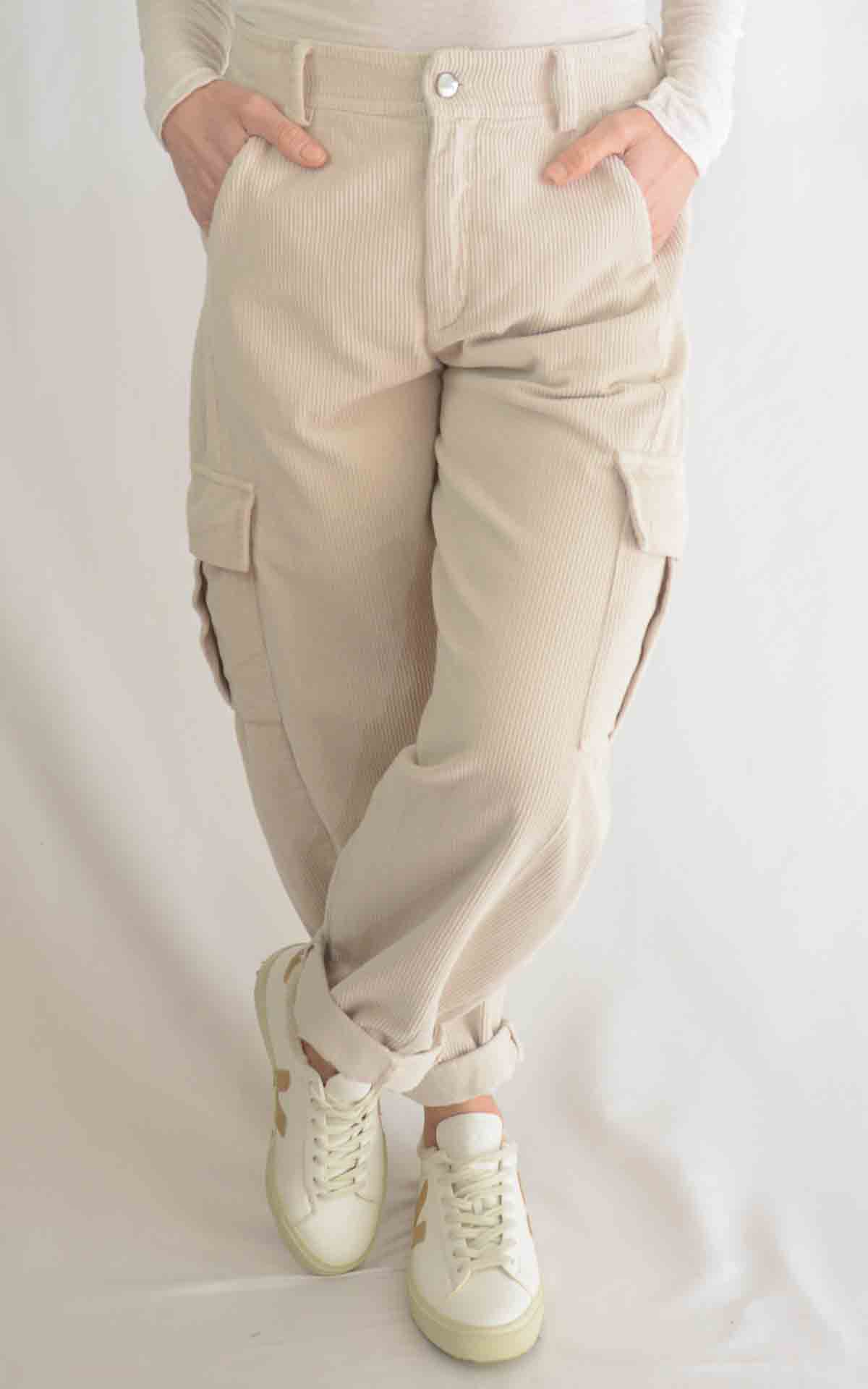 SUSYMIX - Pantalone tasca velluto - AVORIO