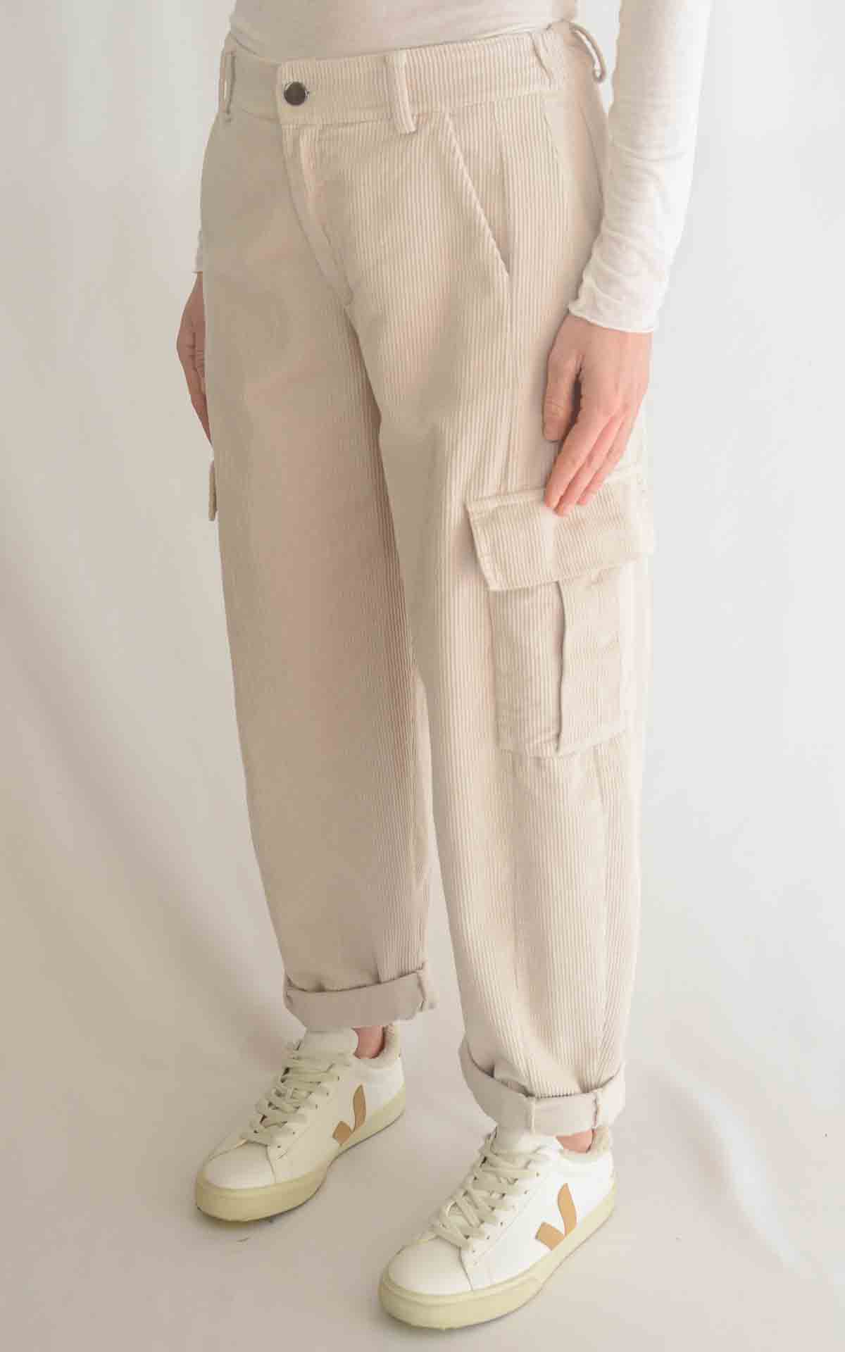 SUSYMIX - Pantalone tasca velluto - AVORIO