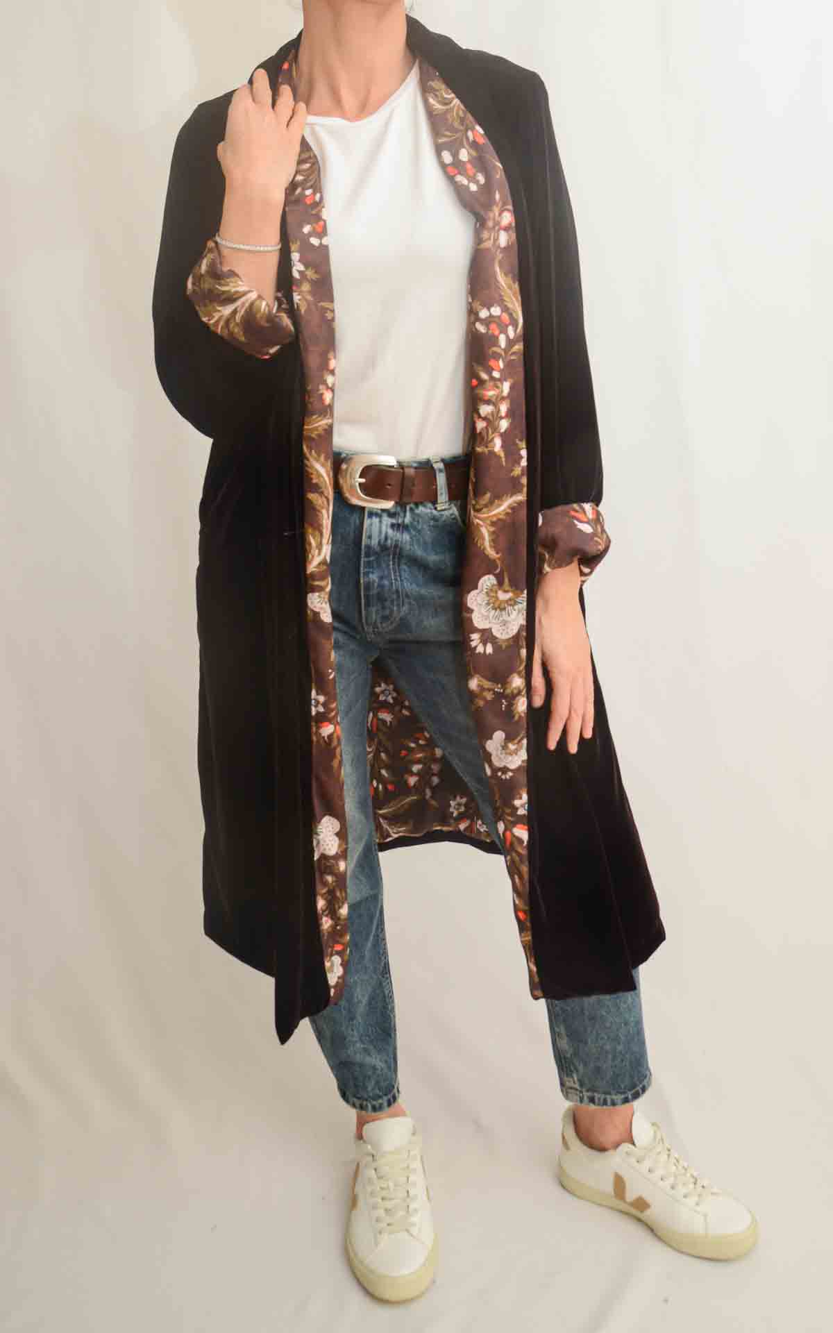 WU'SIDE - kimono velluto rasato lungo - MORO