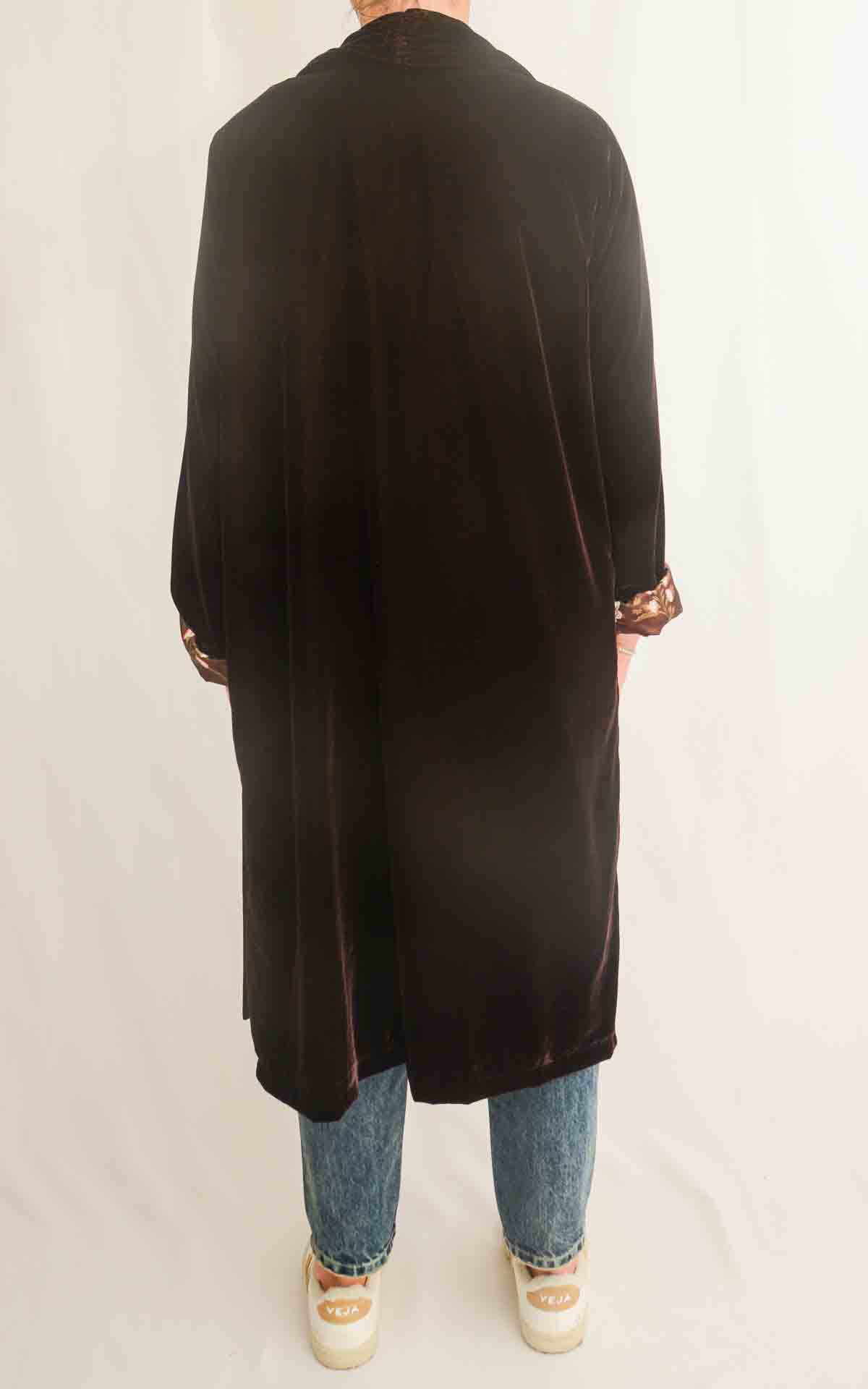 WU'SIDE - kimono velluto rasato lungo - MORO