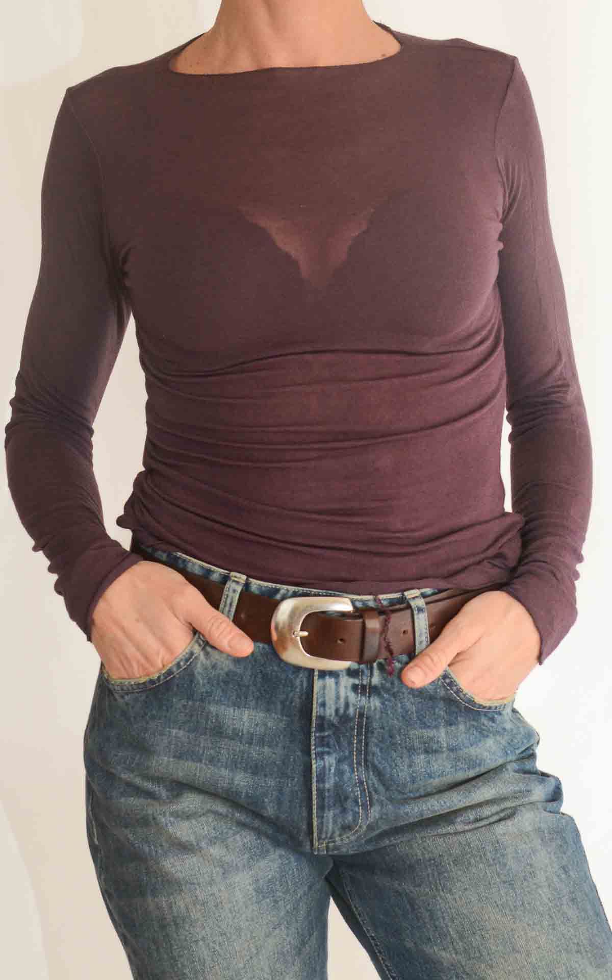 OFF-ON - Maglia misto cachemire scollo barca - BORDEAUX