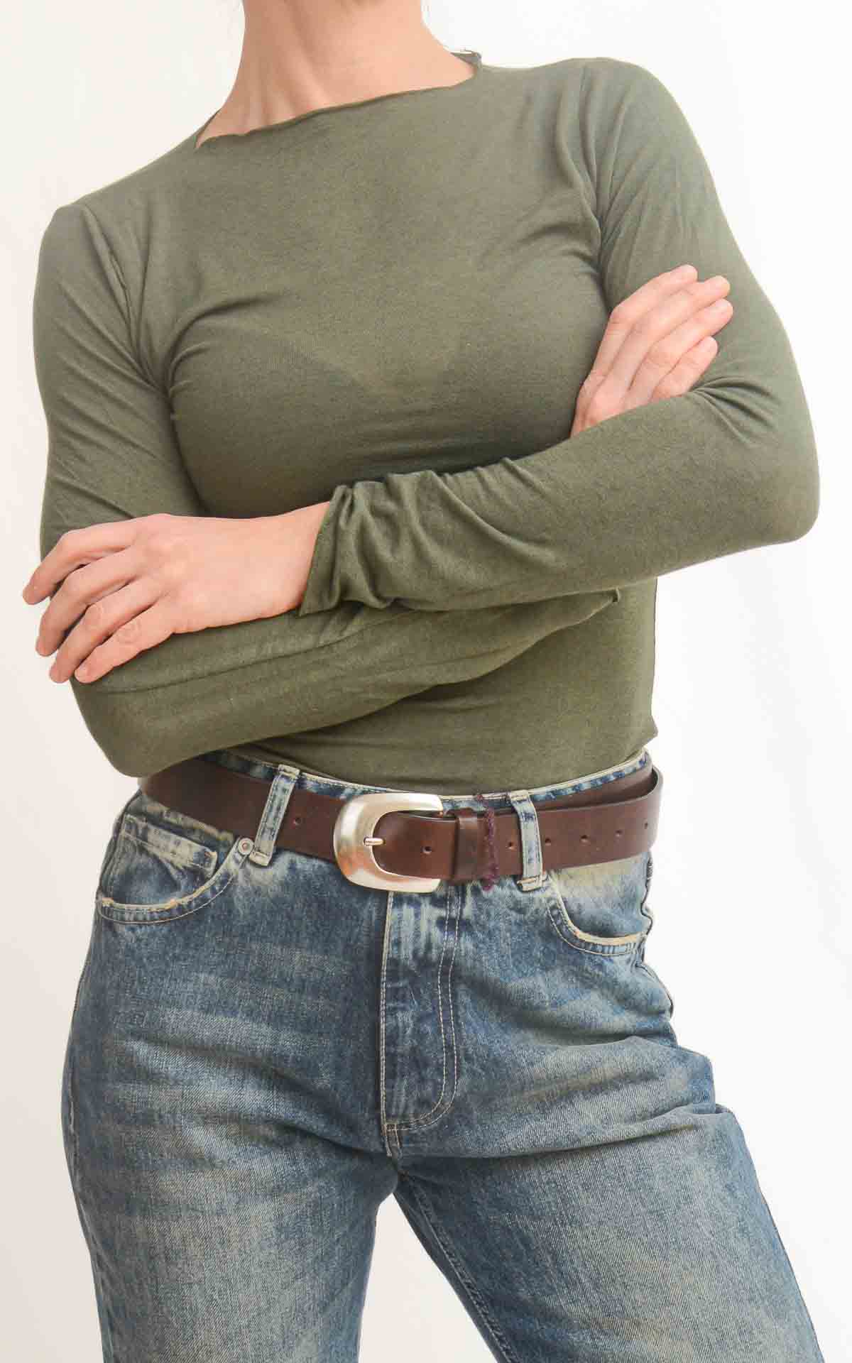 OFF-ON - Maglia misto cachemire scollo barca - VERDE MILITARE