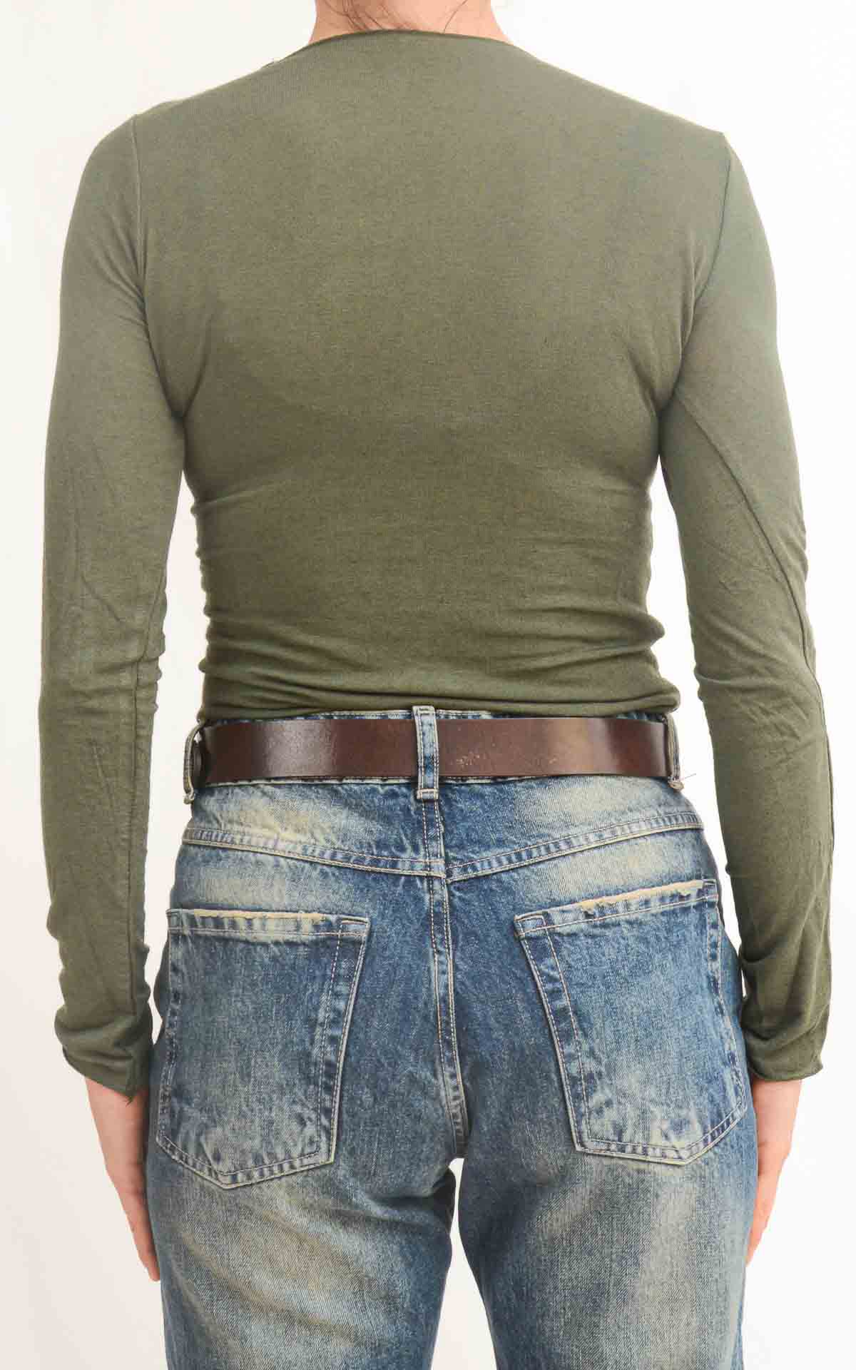 OFF-ON - Maglia misto cachemire scollo barca - VERDE MILITARE