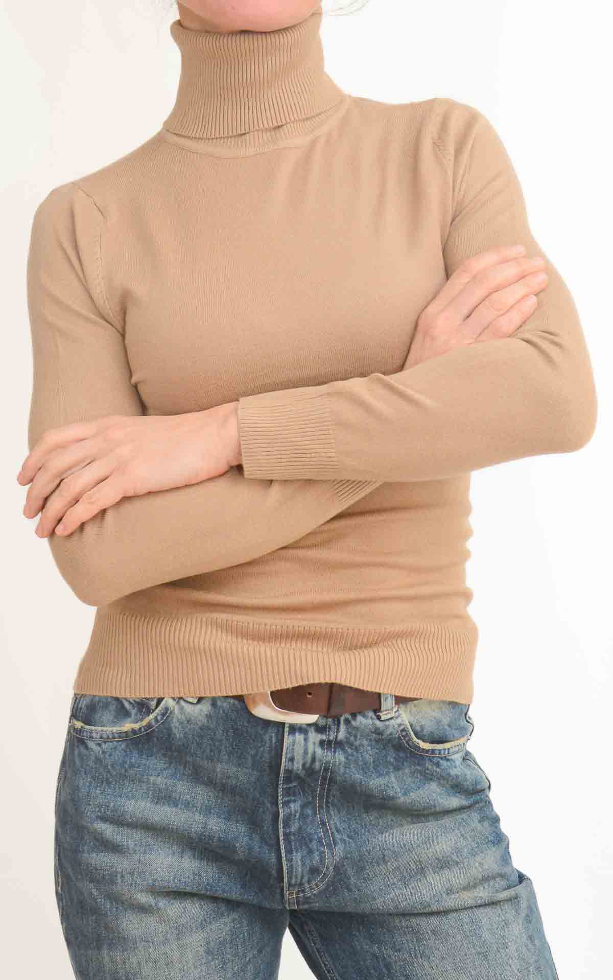 SUSYMIX - Maglia collo alto - CAMEL