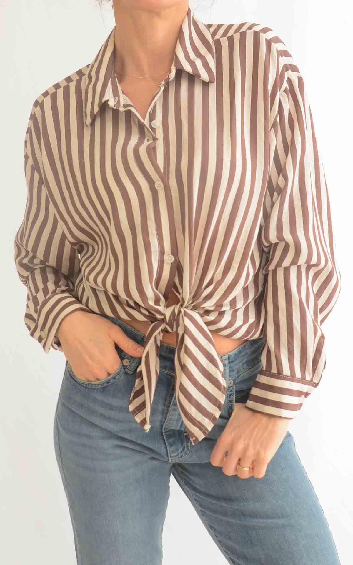 OFF-ON – Camicia viscosa riga – MORO
