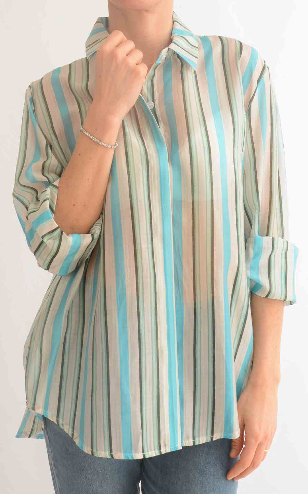 OFF-ON – Camicia a righe – TURCHESE