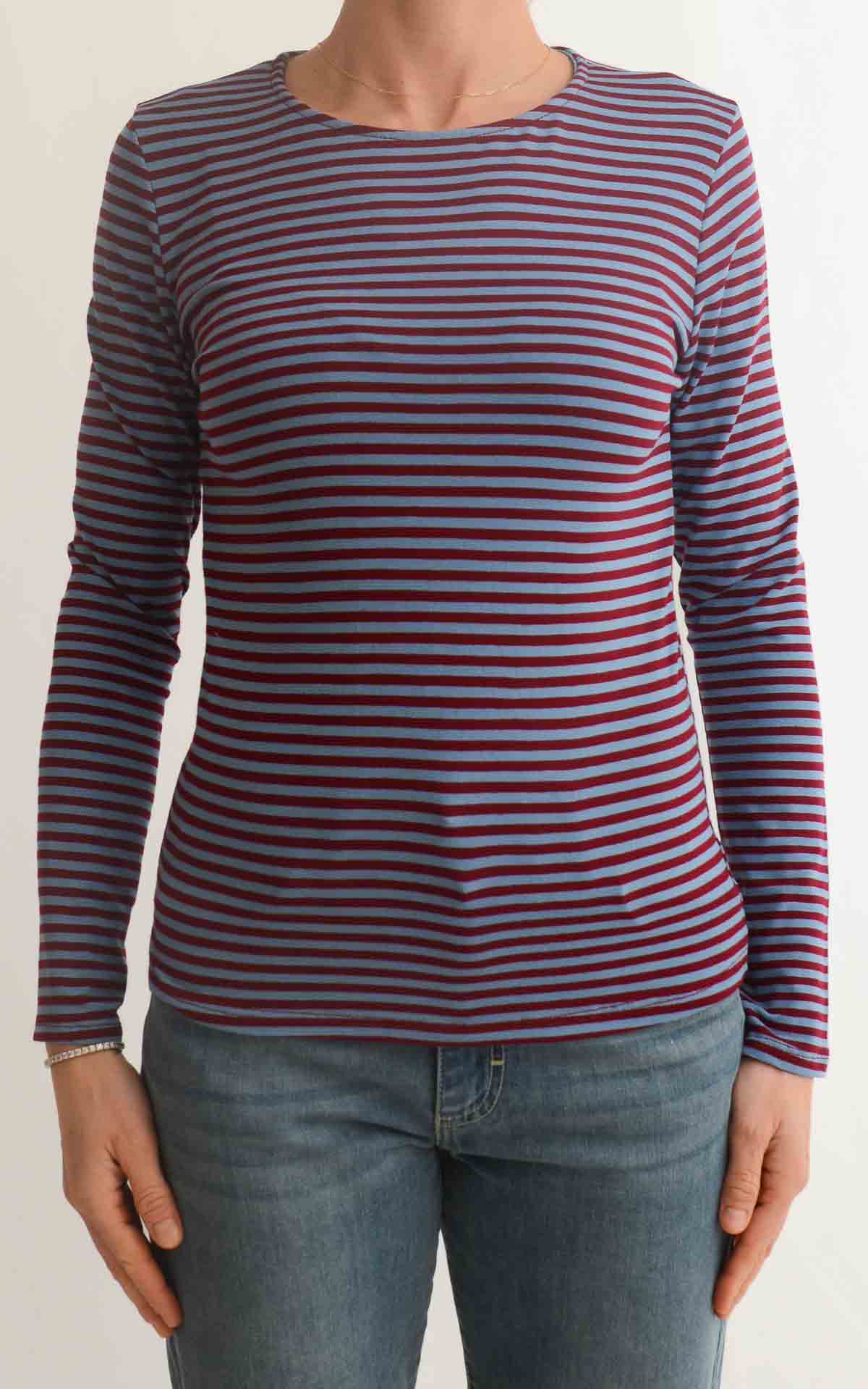 INITIAL – T-shirt riga – BORDEAUX/CELESTE