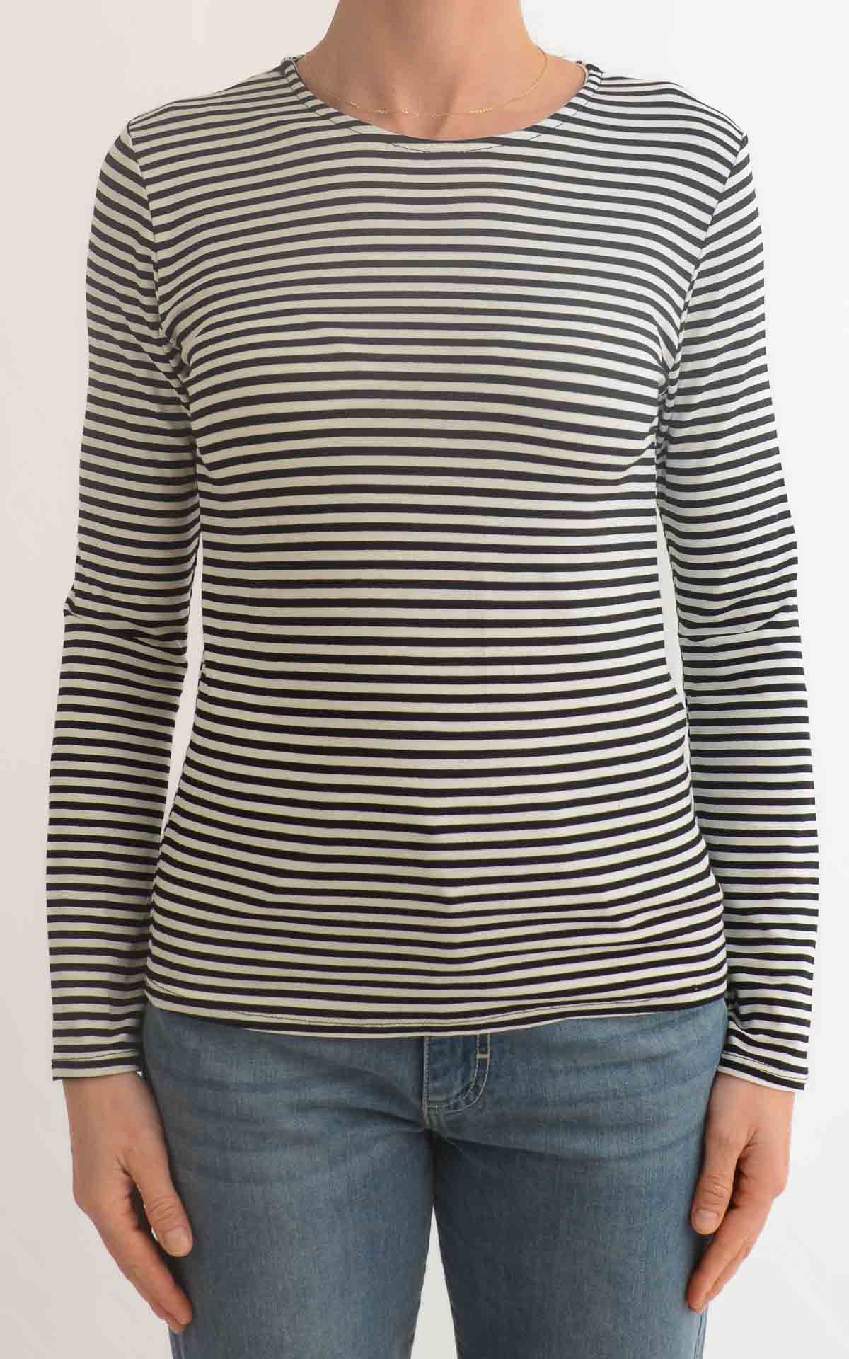 INITIAL – T-shirt riga – BIANCO/NERO