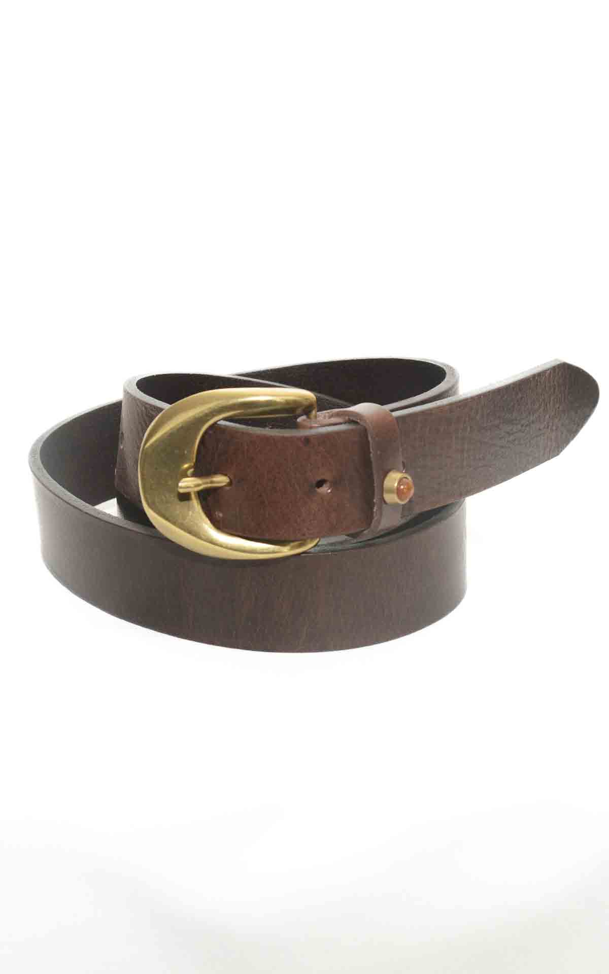 SUSYMIX - Cintura in pelle fibbia oro - MORO