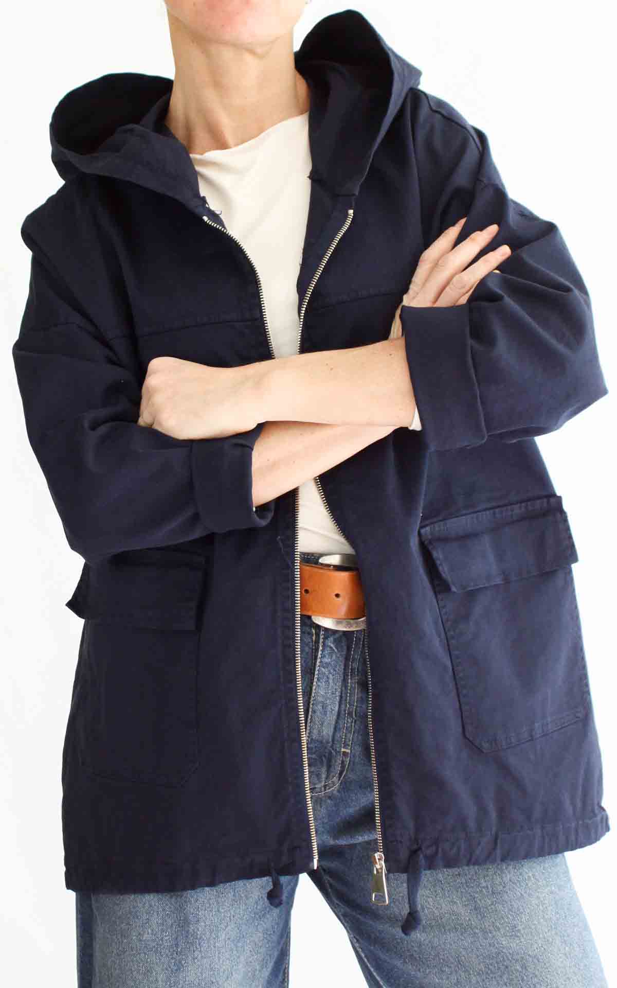 OFF-ON - Giacca cappuccio lunga - BLU