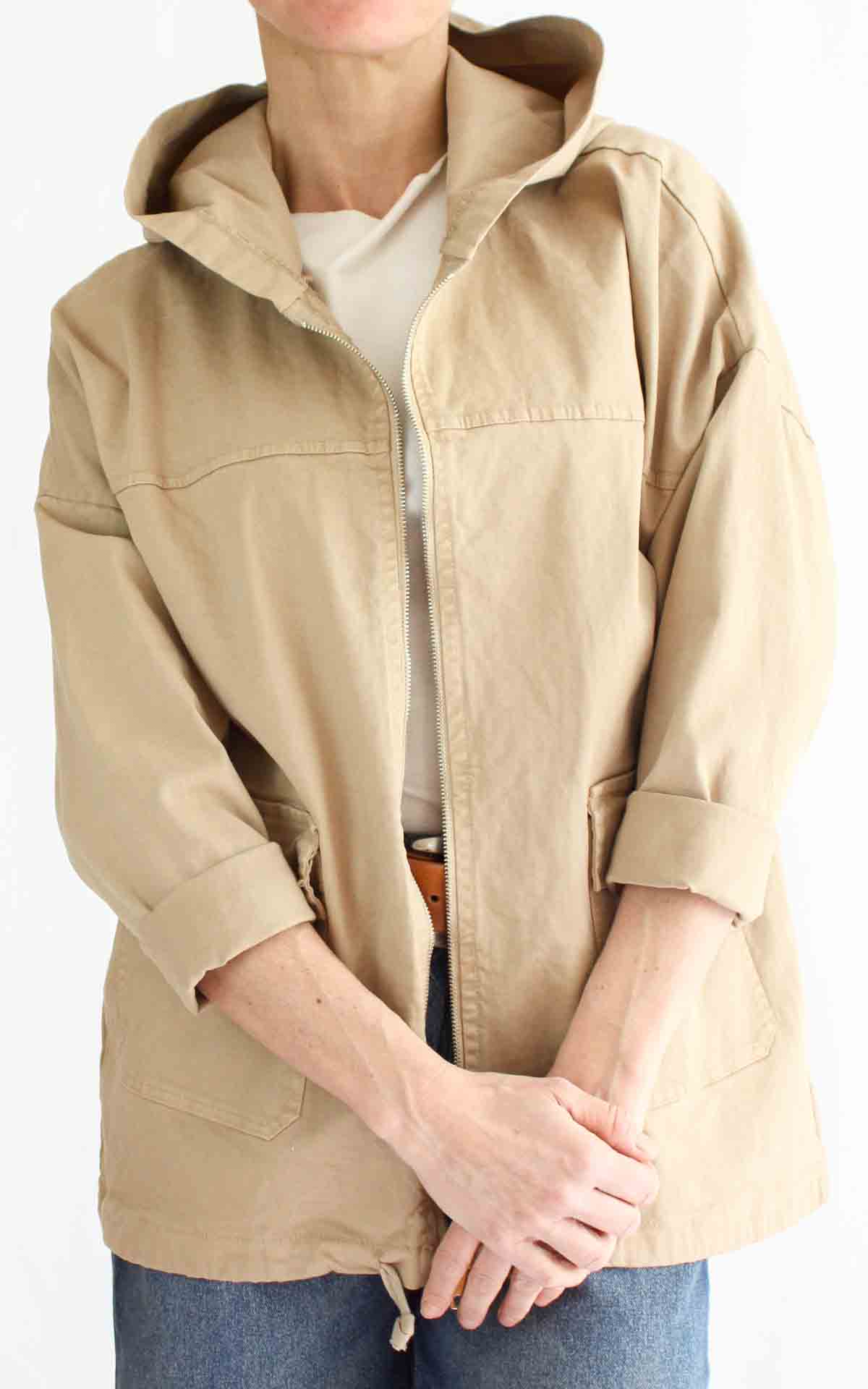 OFF-ON - Giacca cappuccio lunga - BEIGE