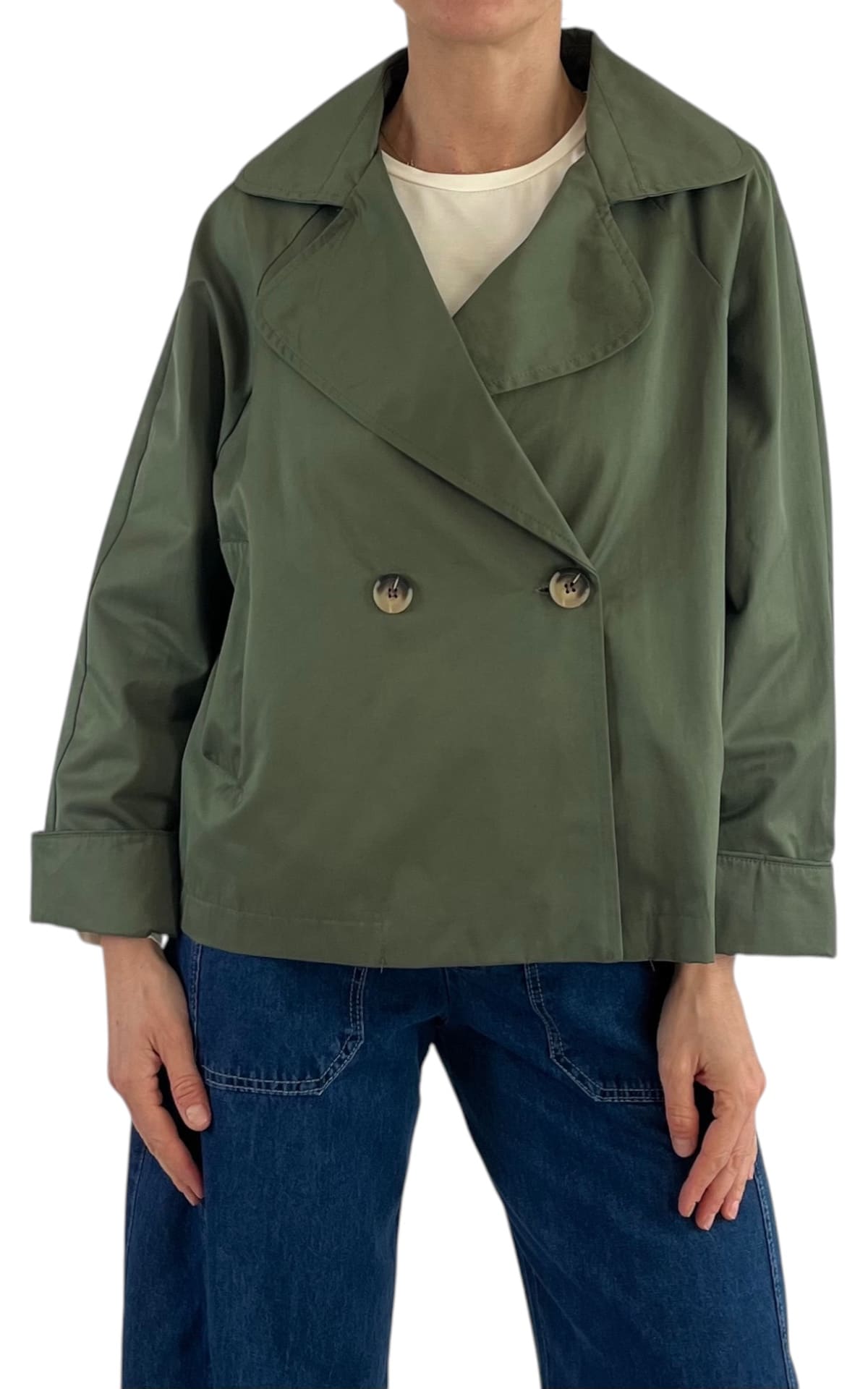 OFF-ON – Giacca trench corta – VERDE MILITARE