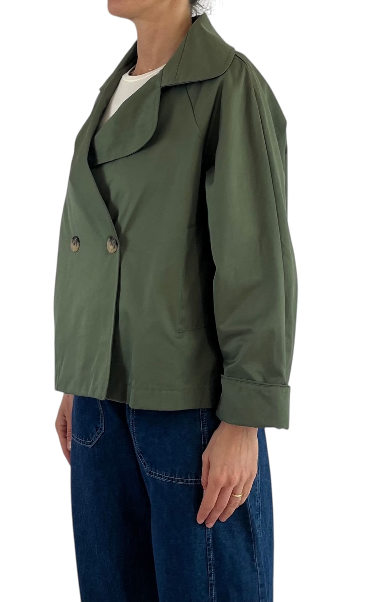 OFF-ON – Giacca trench corta – VERDE MILITARE