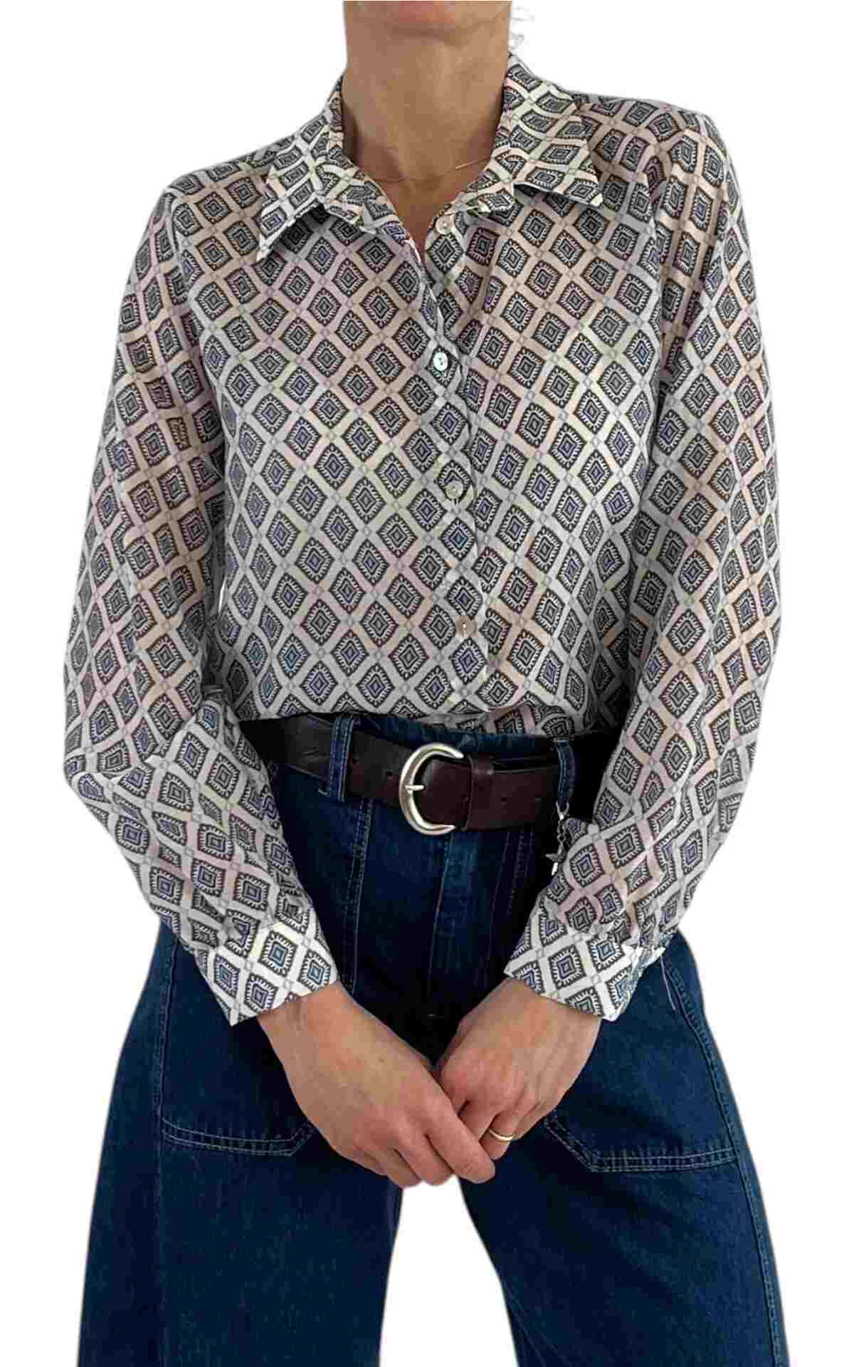 INITIAL – Camicia stampa cravatta – AVORIO