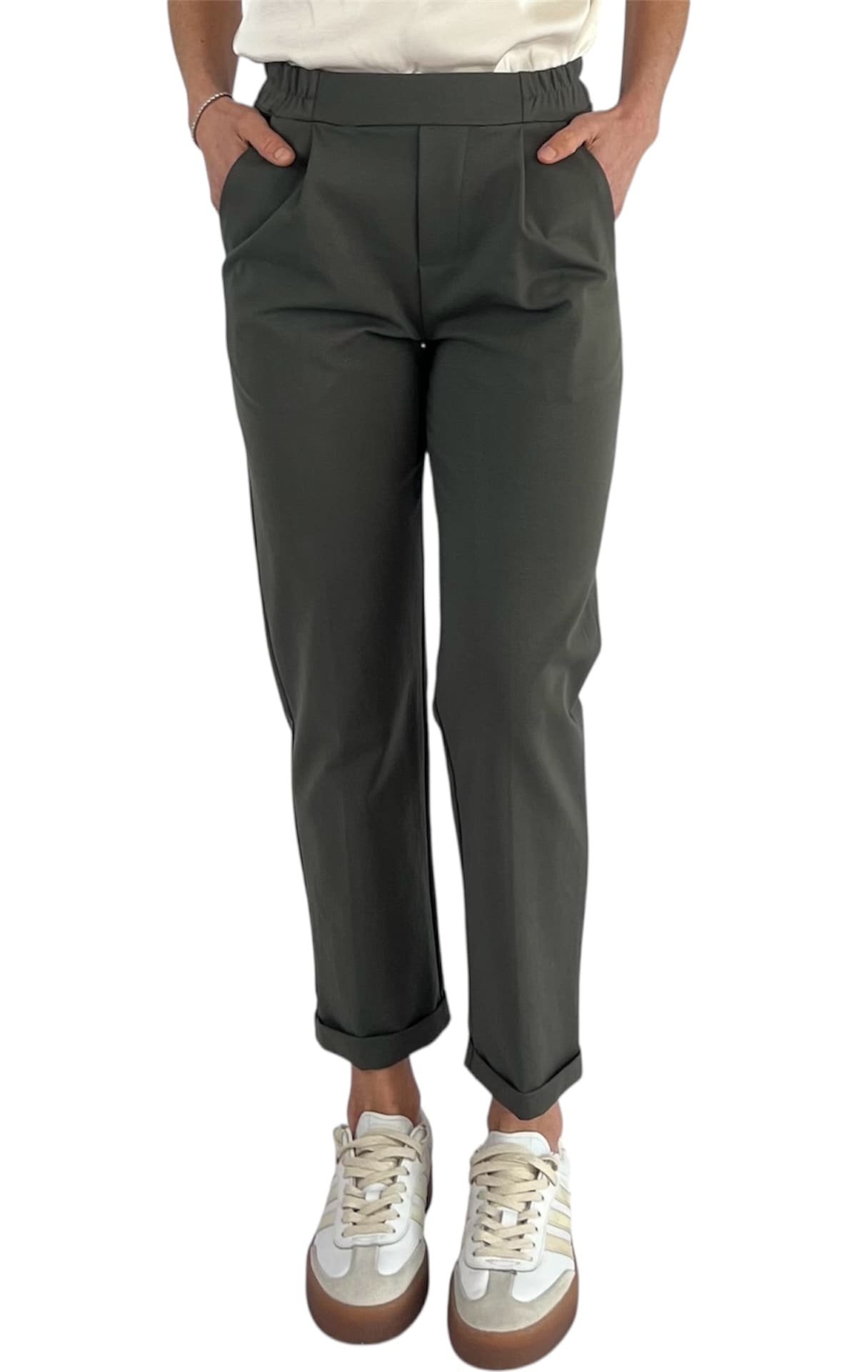 OFF-ON – Pantalone pences – VERDE MILITARE