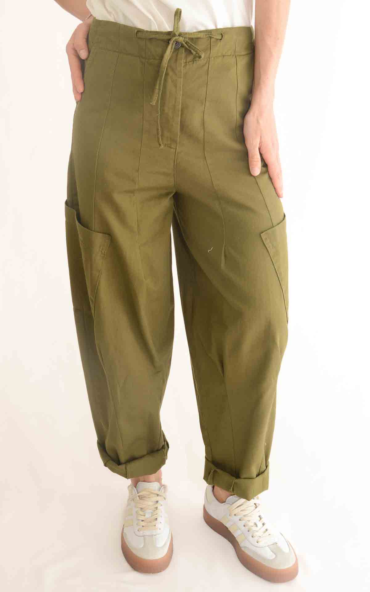 SUSY MIX – Pantalone coulisse – VERDE MILITARE