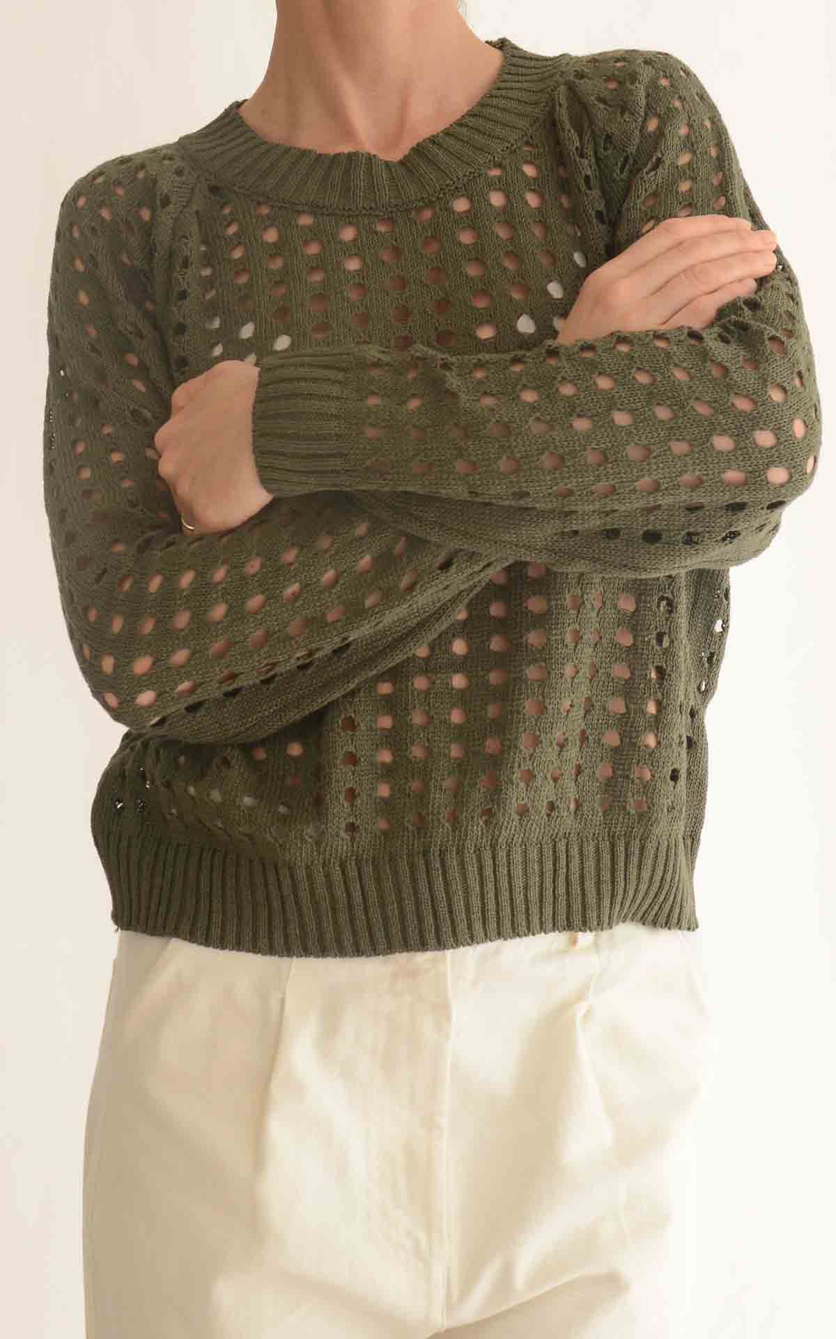 SUSYMIX - Maglia traforata - VERDE MILITARE