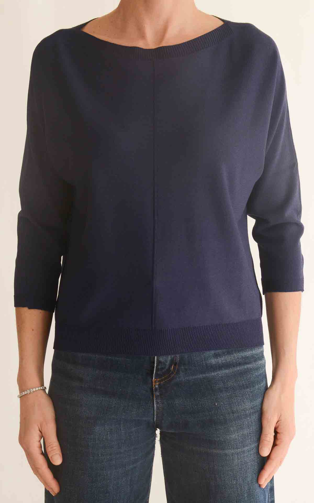 SUSYMIX - Maglia di filo con riga centrale - BLU