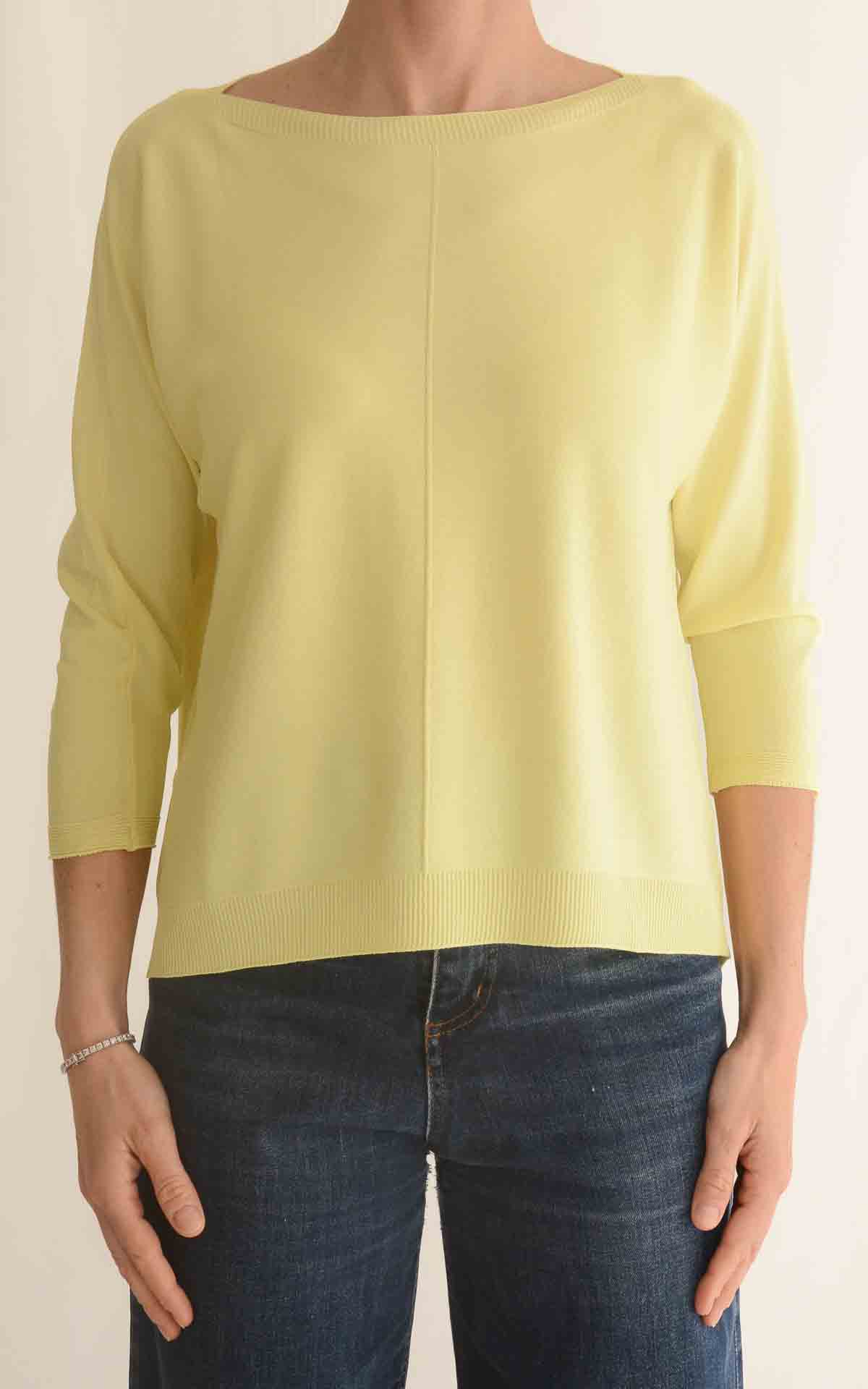 SUSYMIX - Maglia di filo con riga centrale - GIALLO