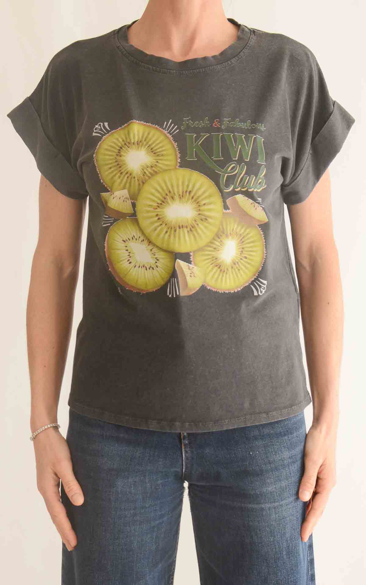 SUSYMIX - T-Shirt stampa KIWI - GRIGIO