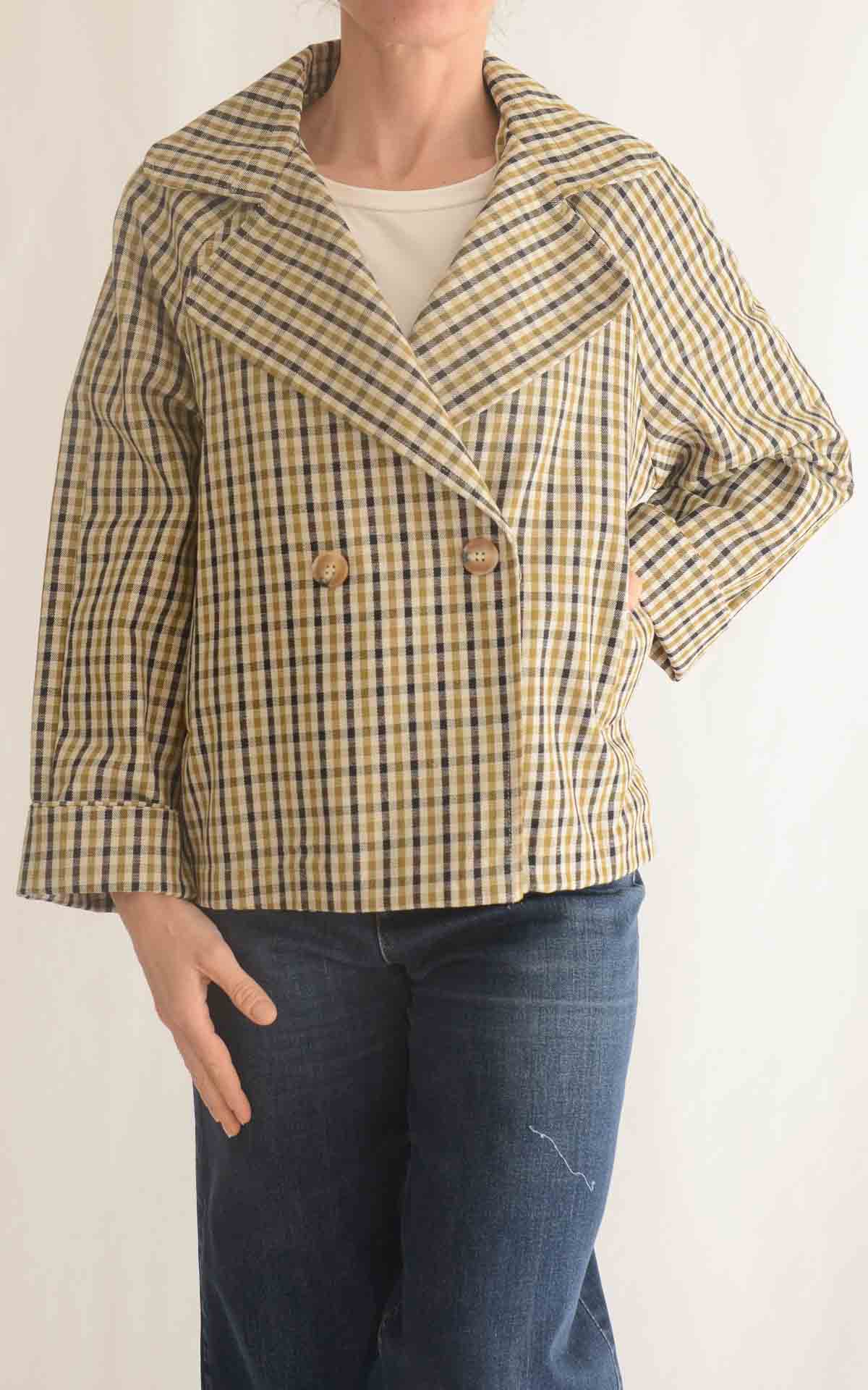 OFF-ON – Giacca quadri – VERDE/NERO