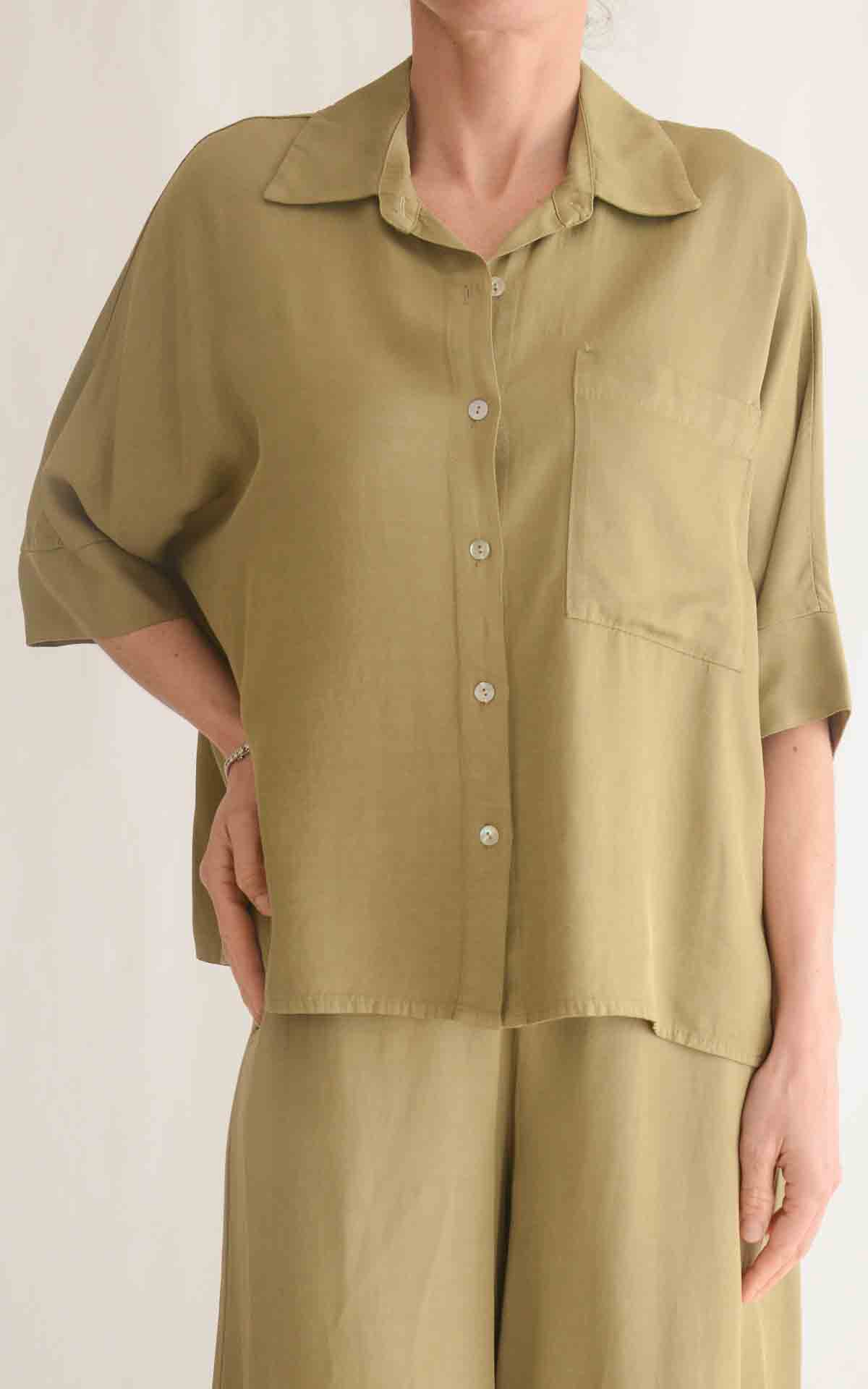 ECO – Camicia over – VERDE OLIO