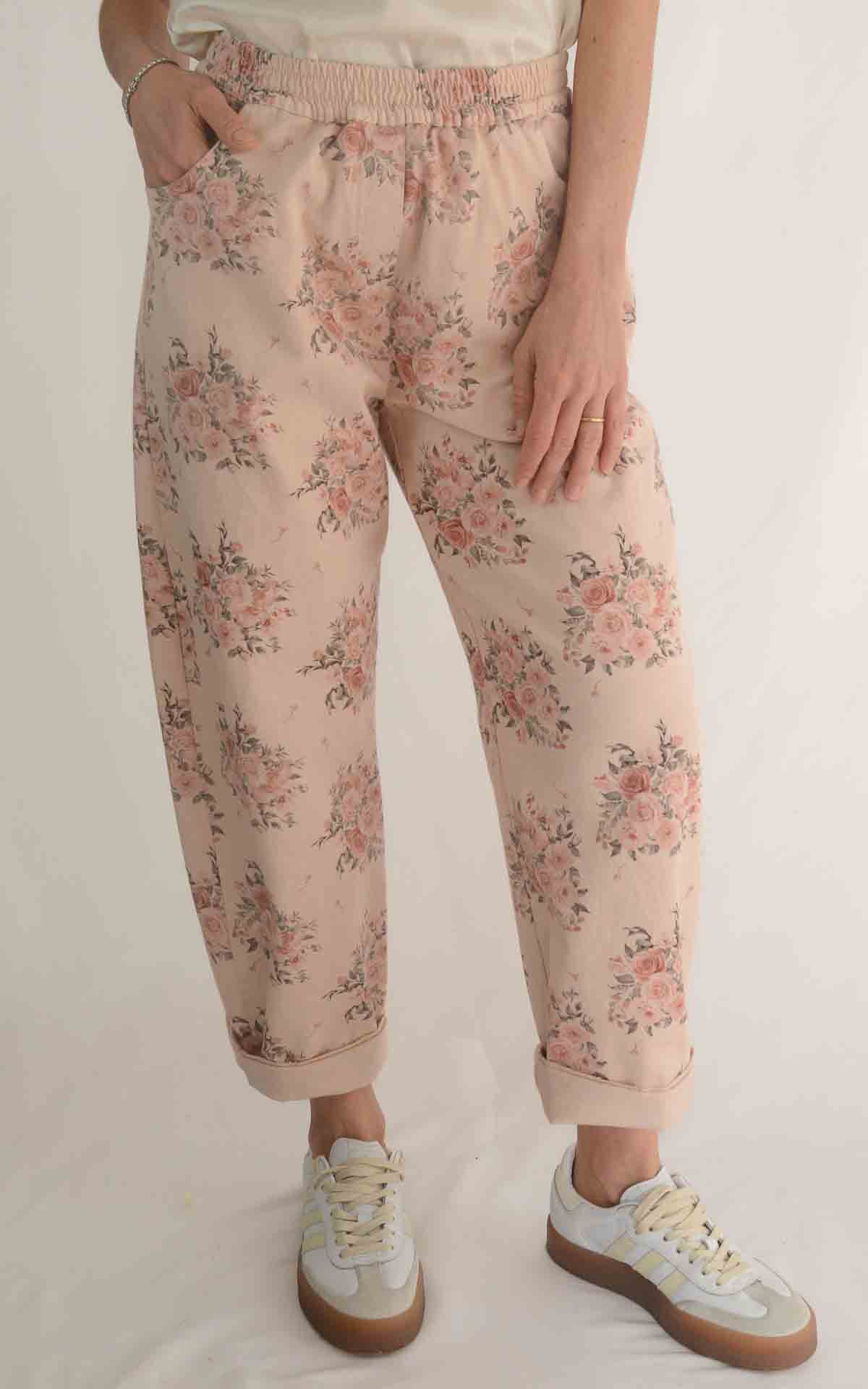 SUSYMIX - Pantalone stampa fiori - ROSA