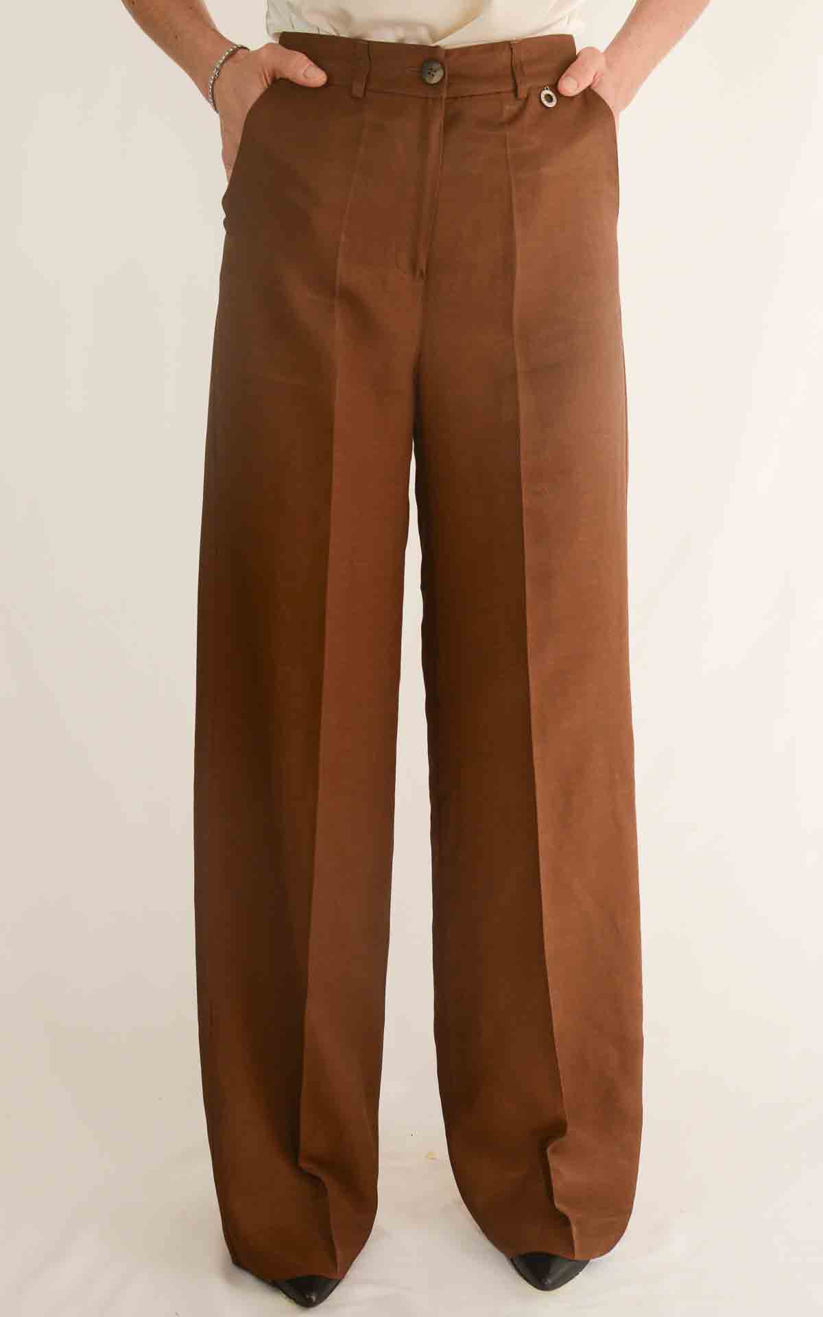 ECO – Pantalone palazzo – TABACCO